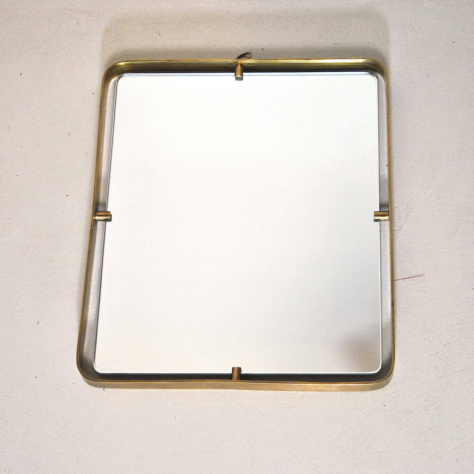 Mid-Century Modern Fontana Arte Italian Midcentury Mirror in Brass