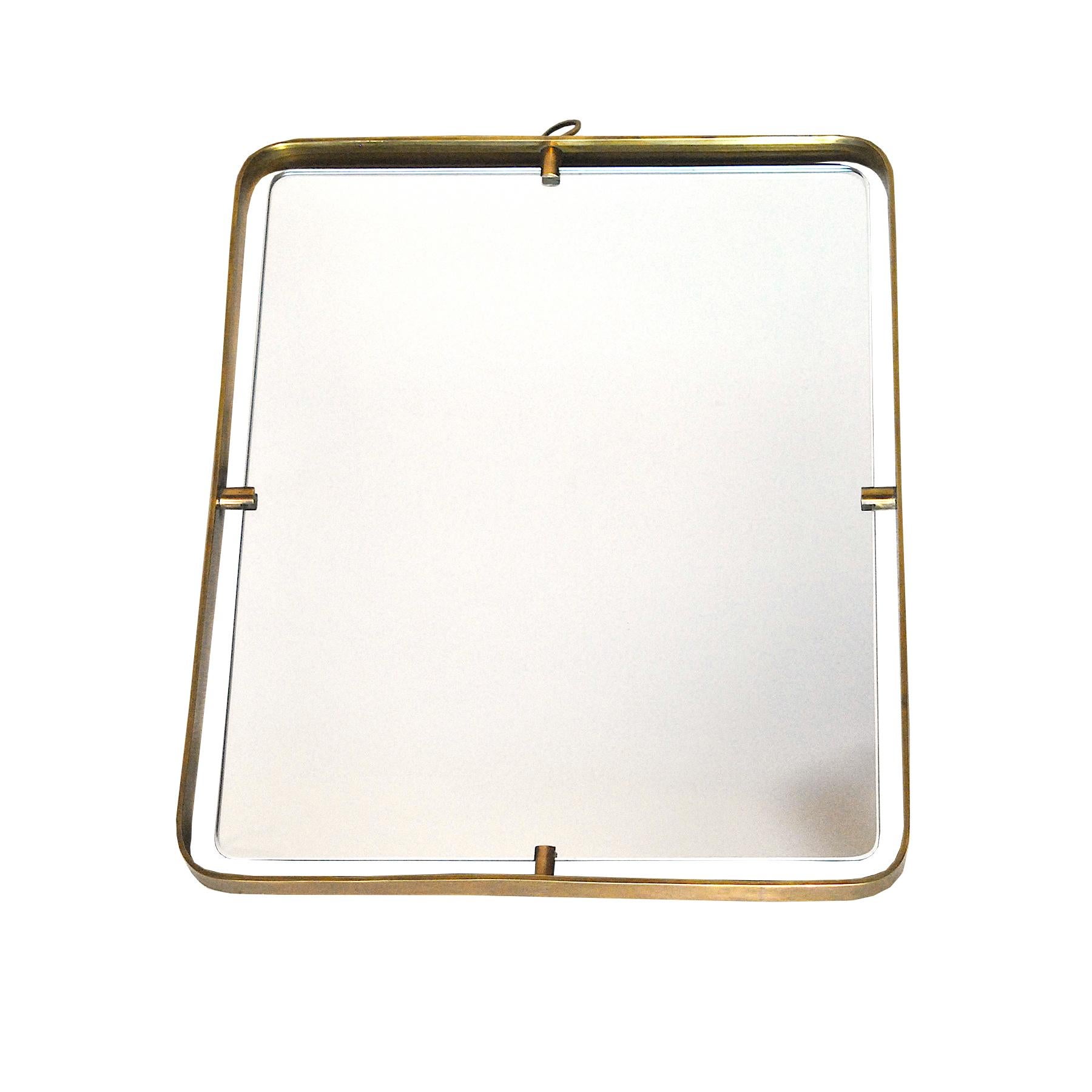 Fontana Arte Italian Midcentury Mirror in Brass In Excellent Condition In bari, IT