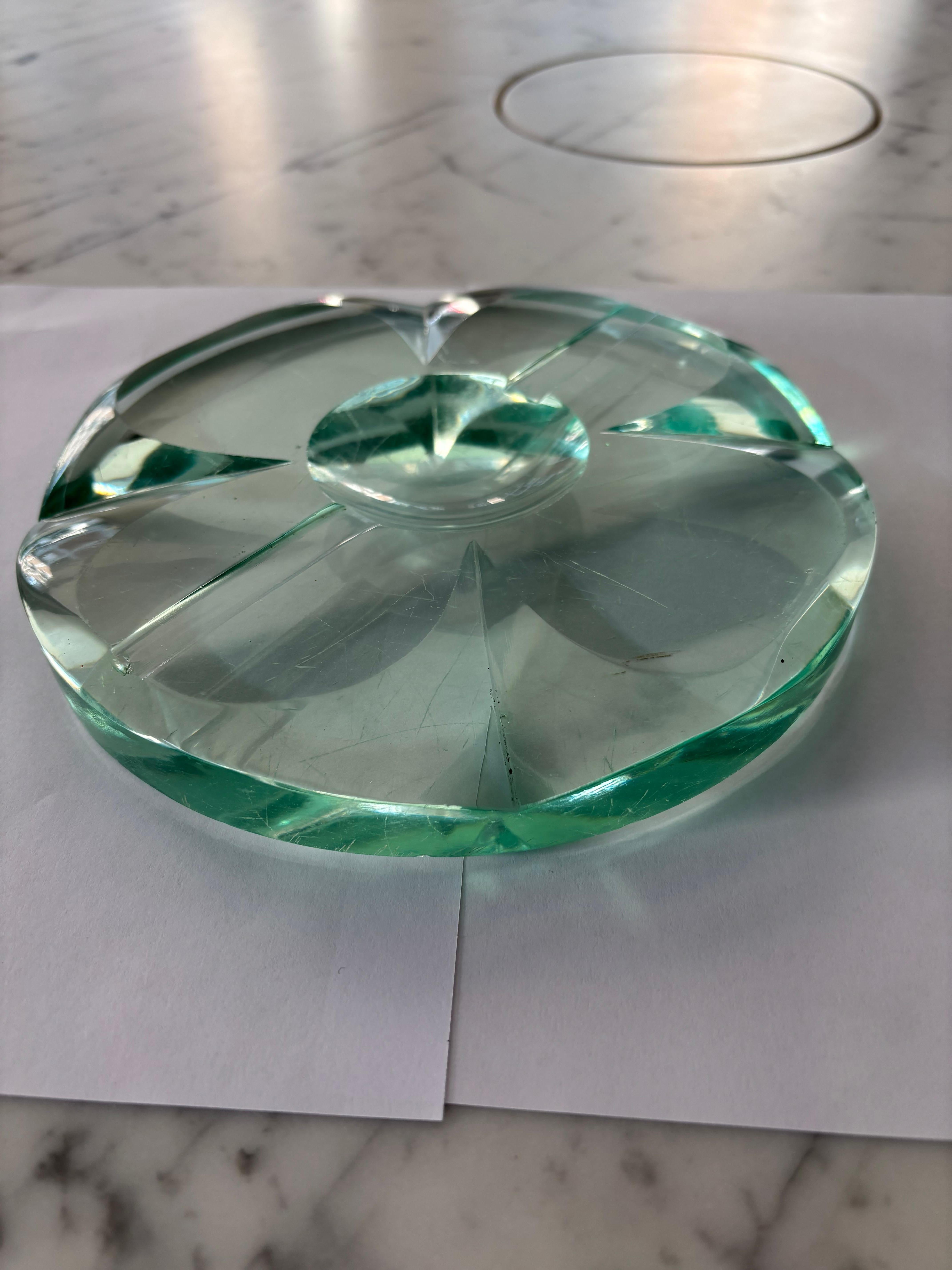 Posacenere o centrotavola in cristallo di Fontana Arte, anni '50 in vendita 1