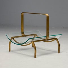Fontana Arte, Italian Mid-Century Modern, Magazine Rack, Brass, Glass, 1970s