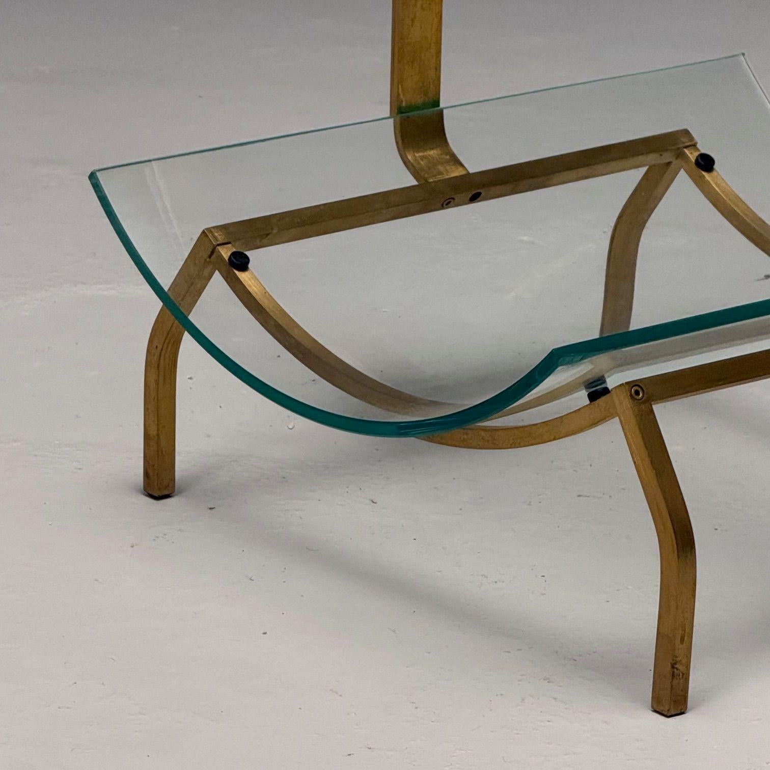 Fontana Arte, Italienische Mitte des Jahrhunderts Modern, Zeitschriftenständer, Messing, Glas, 1970er (Moderne der Mitte des Jahrhunderts) im Angebot