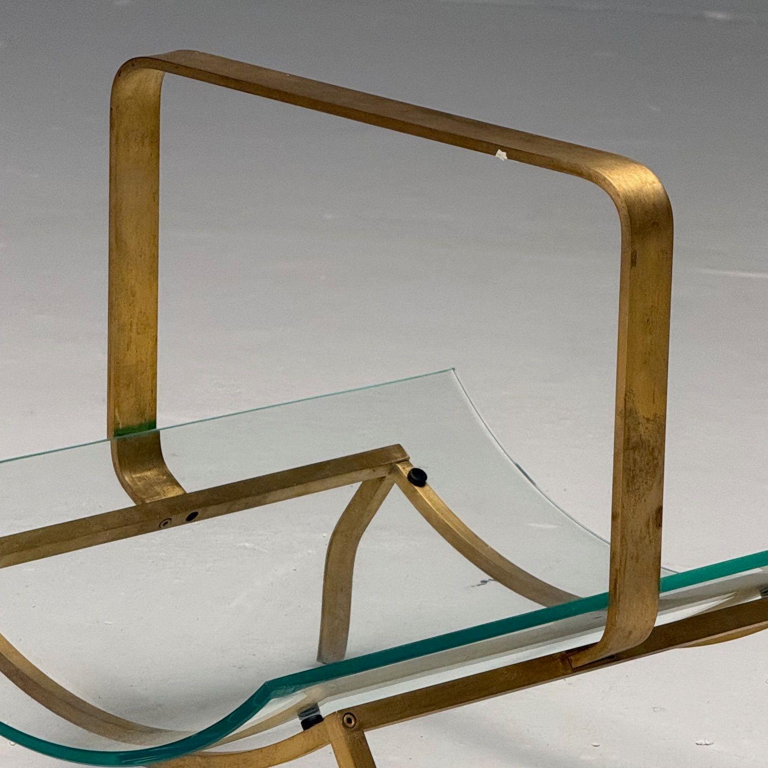 Fontana Arte, Italienische Mitte des Jahrhunderts Modern, Zeitschriftenständer, Messing, Glas, 1970er (Ende des 20. Jahrhunderts) im Angebot