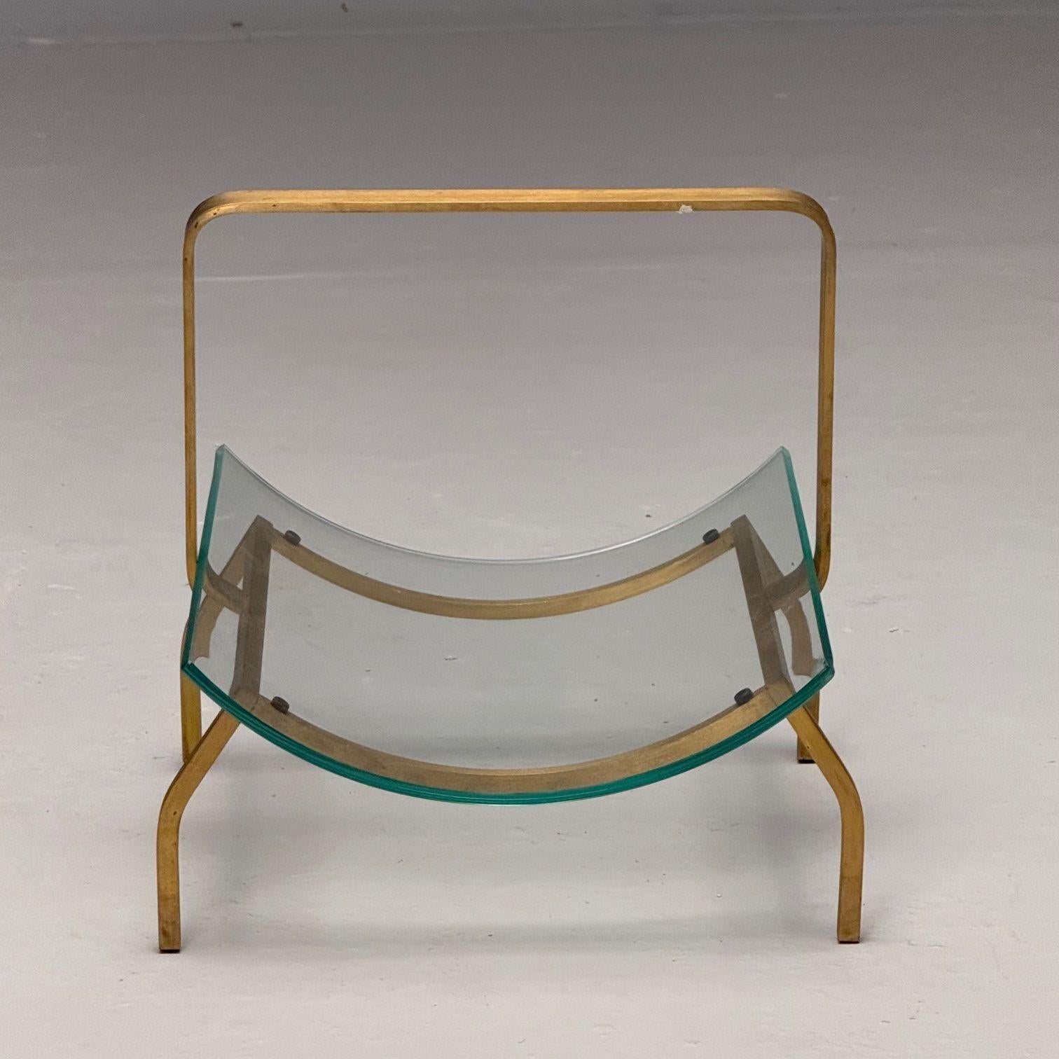 Fontana Arte, Italienische Mitte des Jahrhunderts Modern, Zeitschriftenständer, Messing, Glas, 1970er im Angebot 2