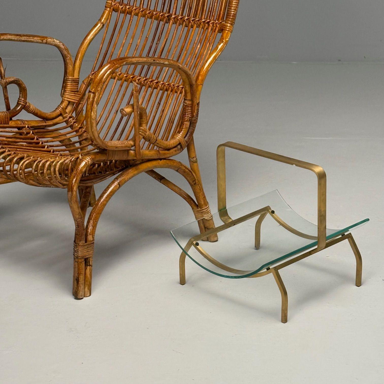 Fontana Arte, Italienische Mitte des Jahrhunderts Modern, Zeitschriftenständer, Messing, Glas, 1970er im Angebot 4