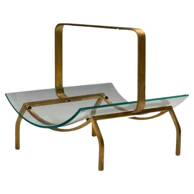 Fontana Arte, modernité italienne du milieu du siècle, porte-revues, laiton, verre, 1970