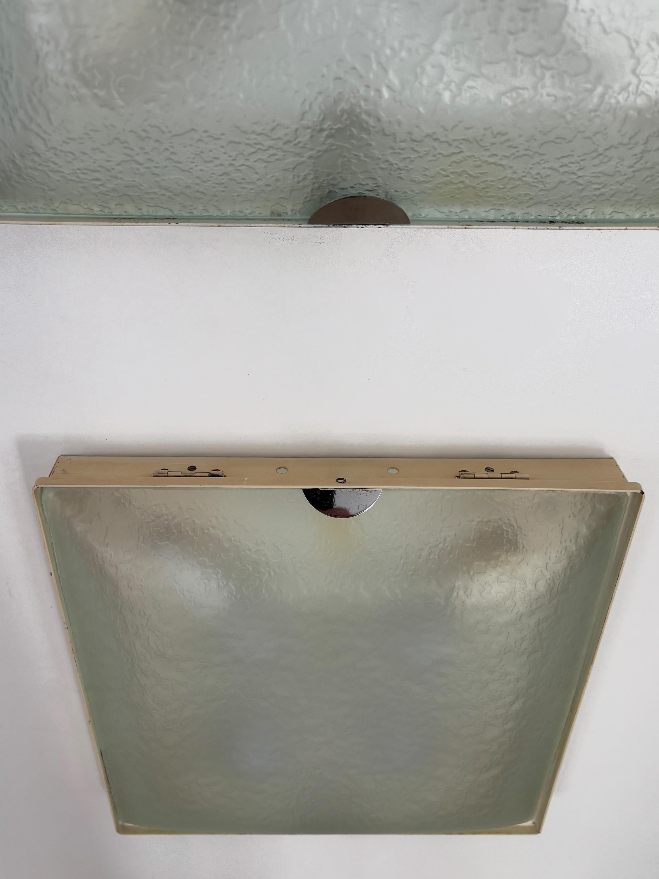 Fontana Arte Italian Midcentury Metal Glass Sconces Wall Lamps 1960s For Sale 5