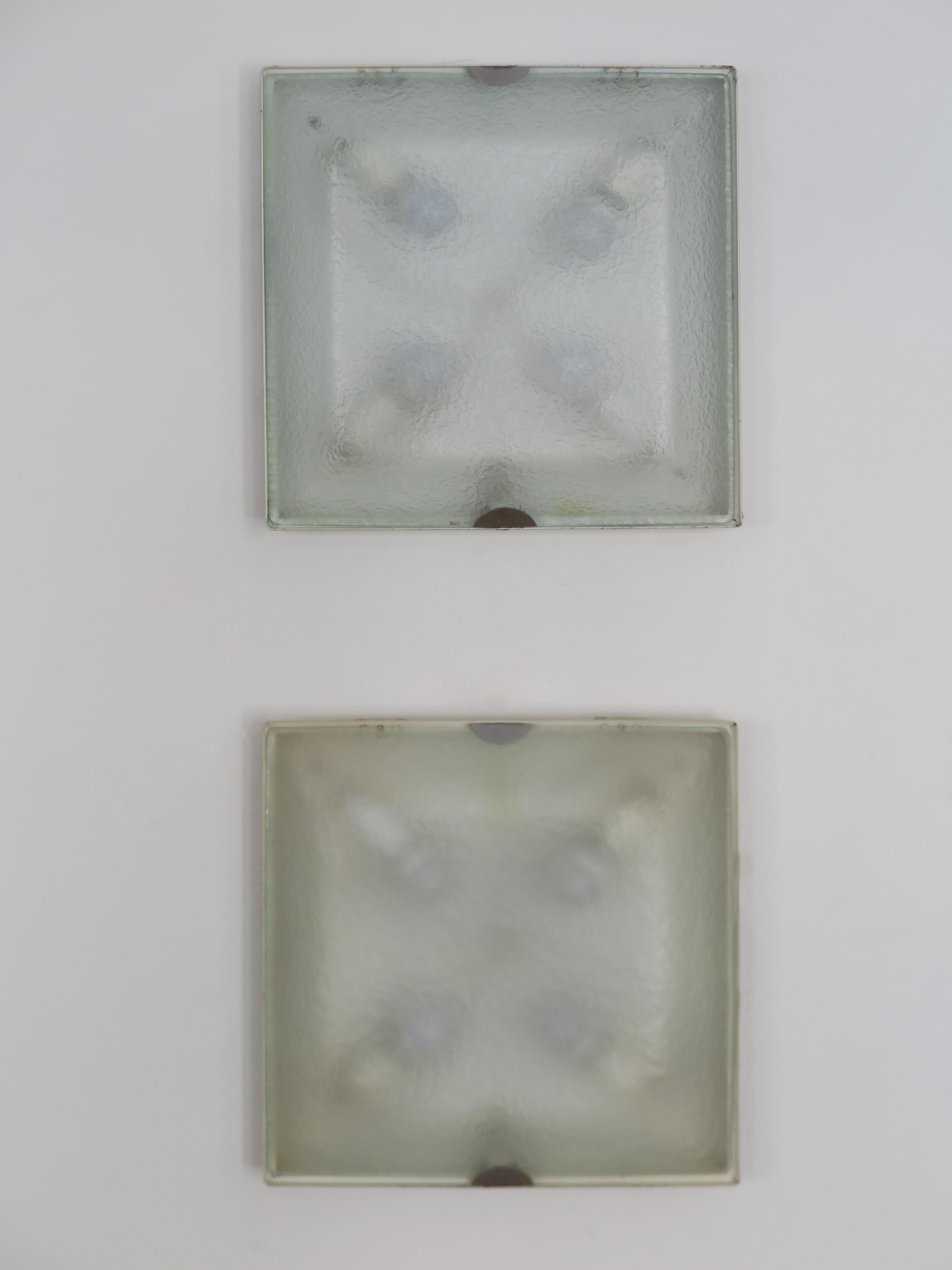 Fontana Arte Italian Midcentury Metal Glass Sconces Wall Lamps 1960s In Good Condition For Sale In Reggio Emilia, IT