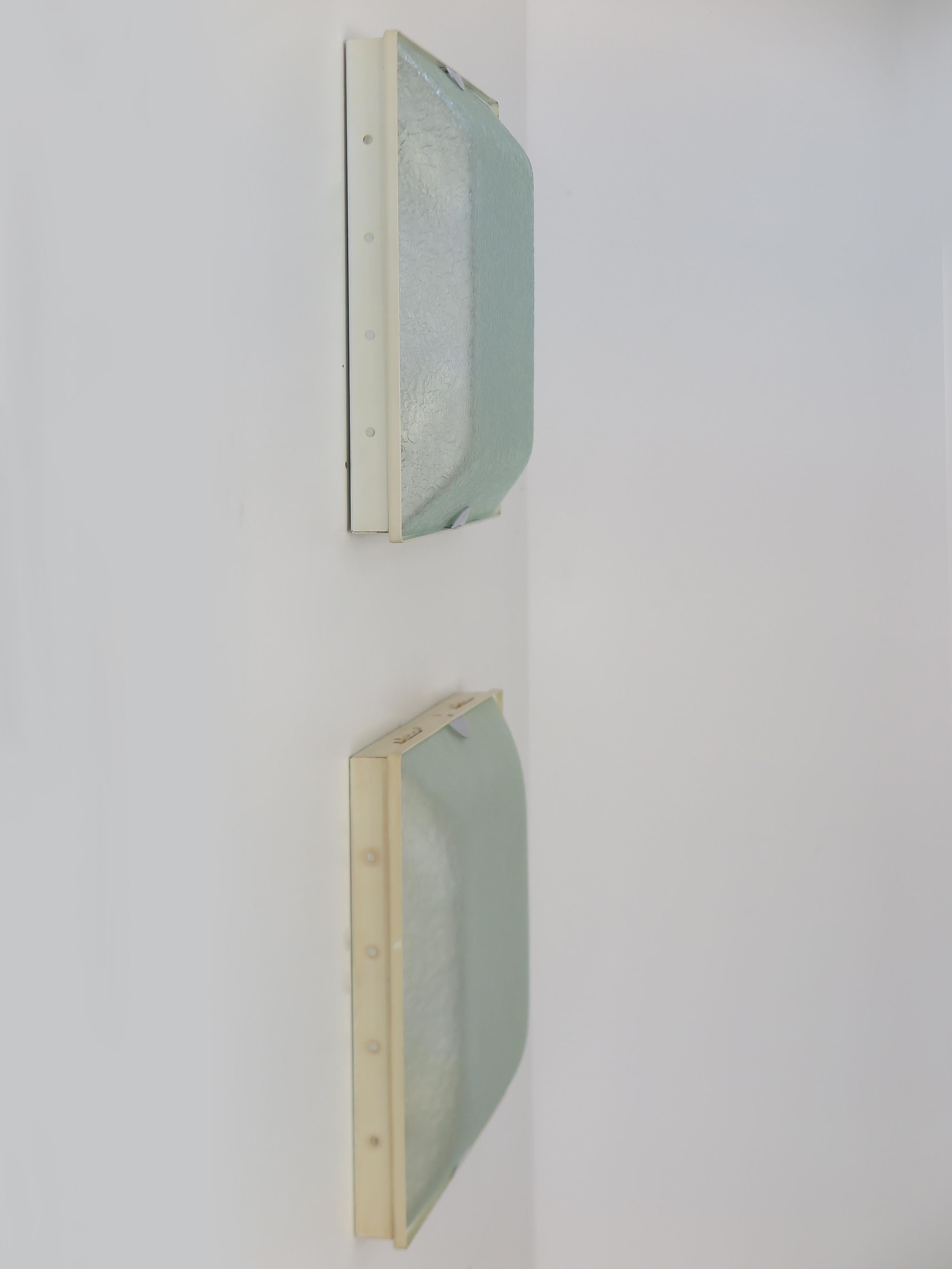 Fontana Arte Italian Midcentury Metal Glass Sconces Wall Lamps 1960s For Sale 1