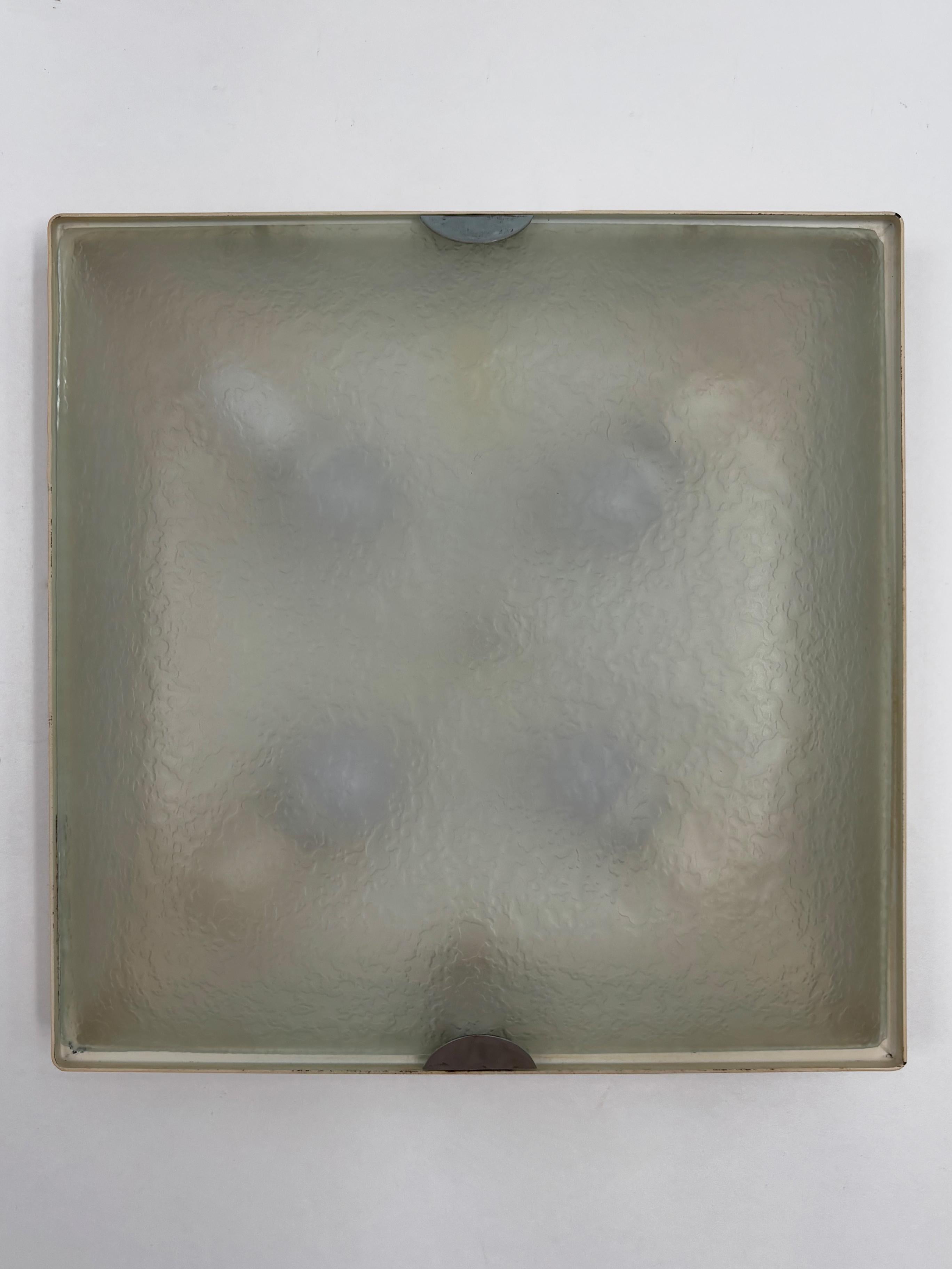 Fontana Arte Italian Midcentury Metal Glass Sconces Wall Lamps 1960s For Sale 3