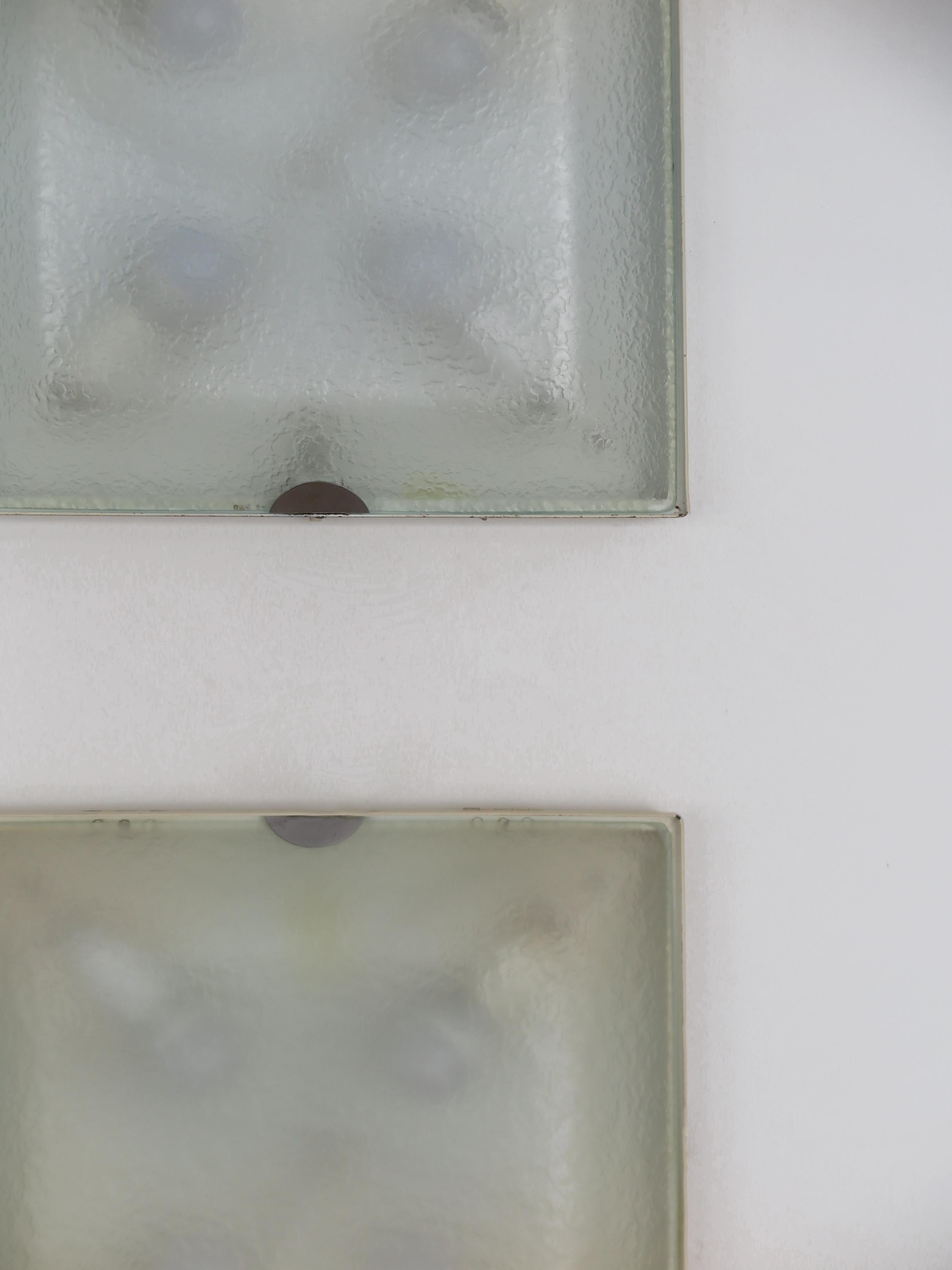 Fontana Arte Italian Midcentury Metal Glass Sconces Wall Lamps 1960s For Sale 4