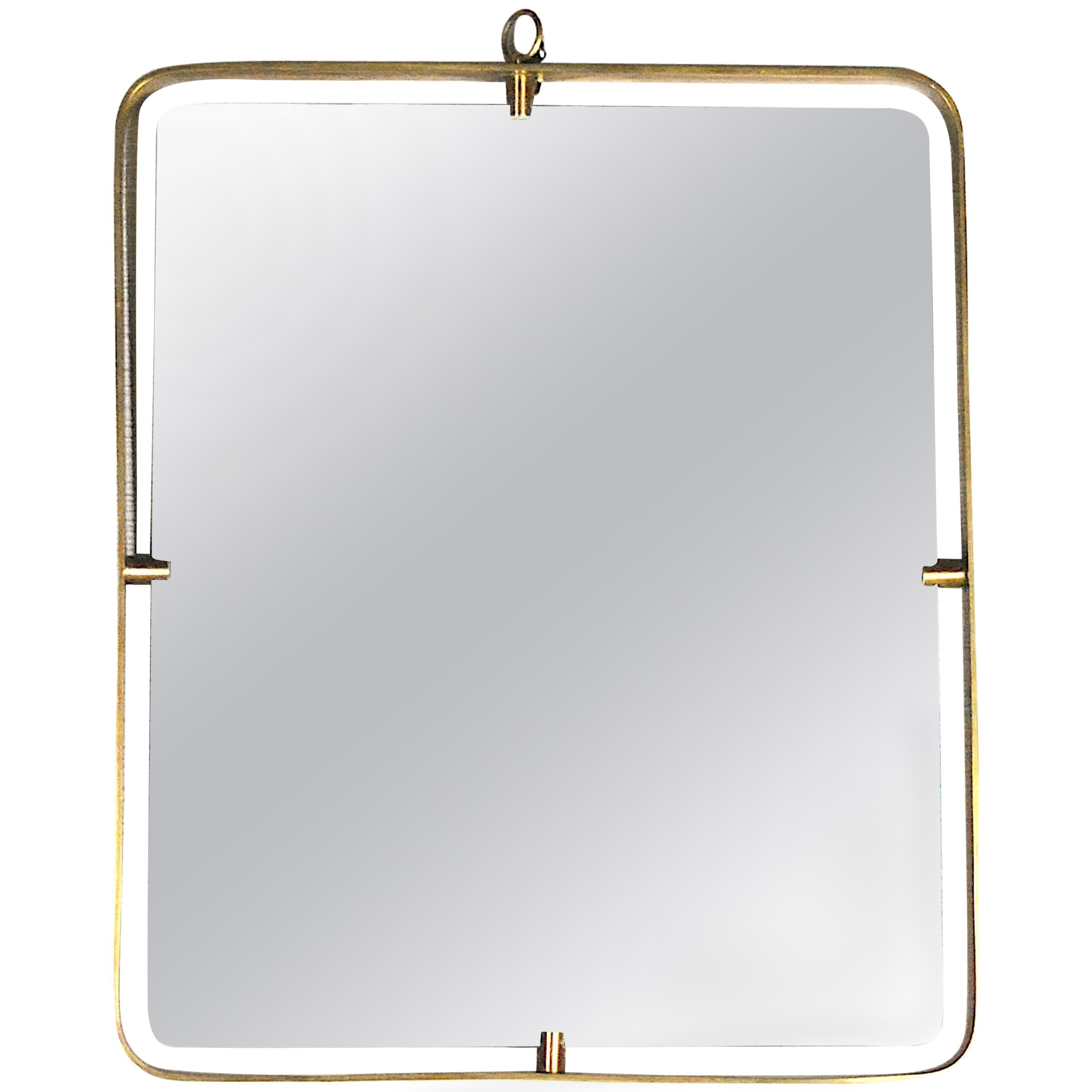 Fontana Arte Italian Midcentury Mirror in Brass