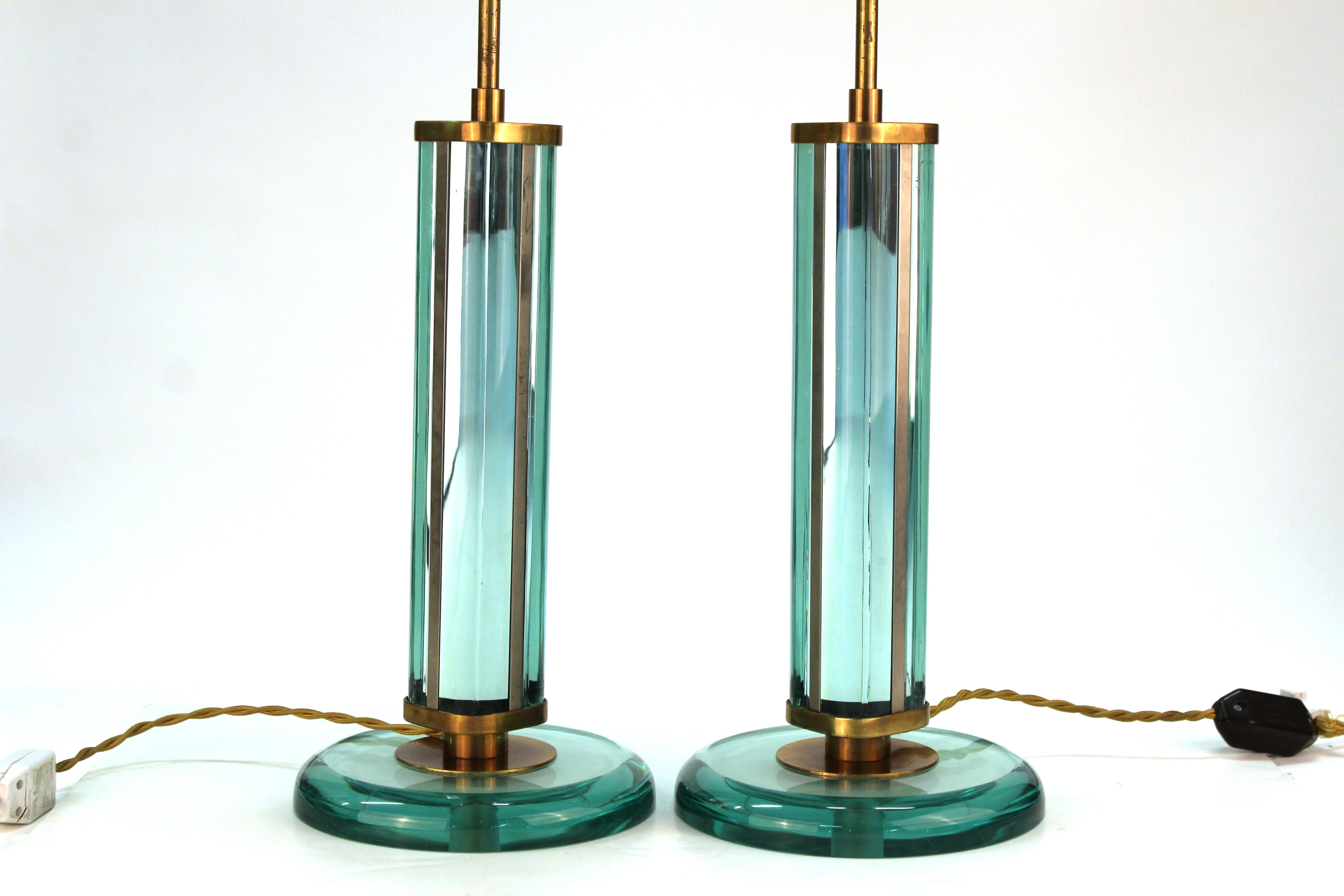 Mid-20th Century Fontana Arte Italian Modernist Table Lamps Attributed to Pietro Chiesa