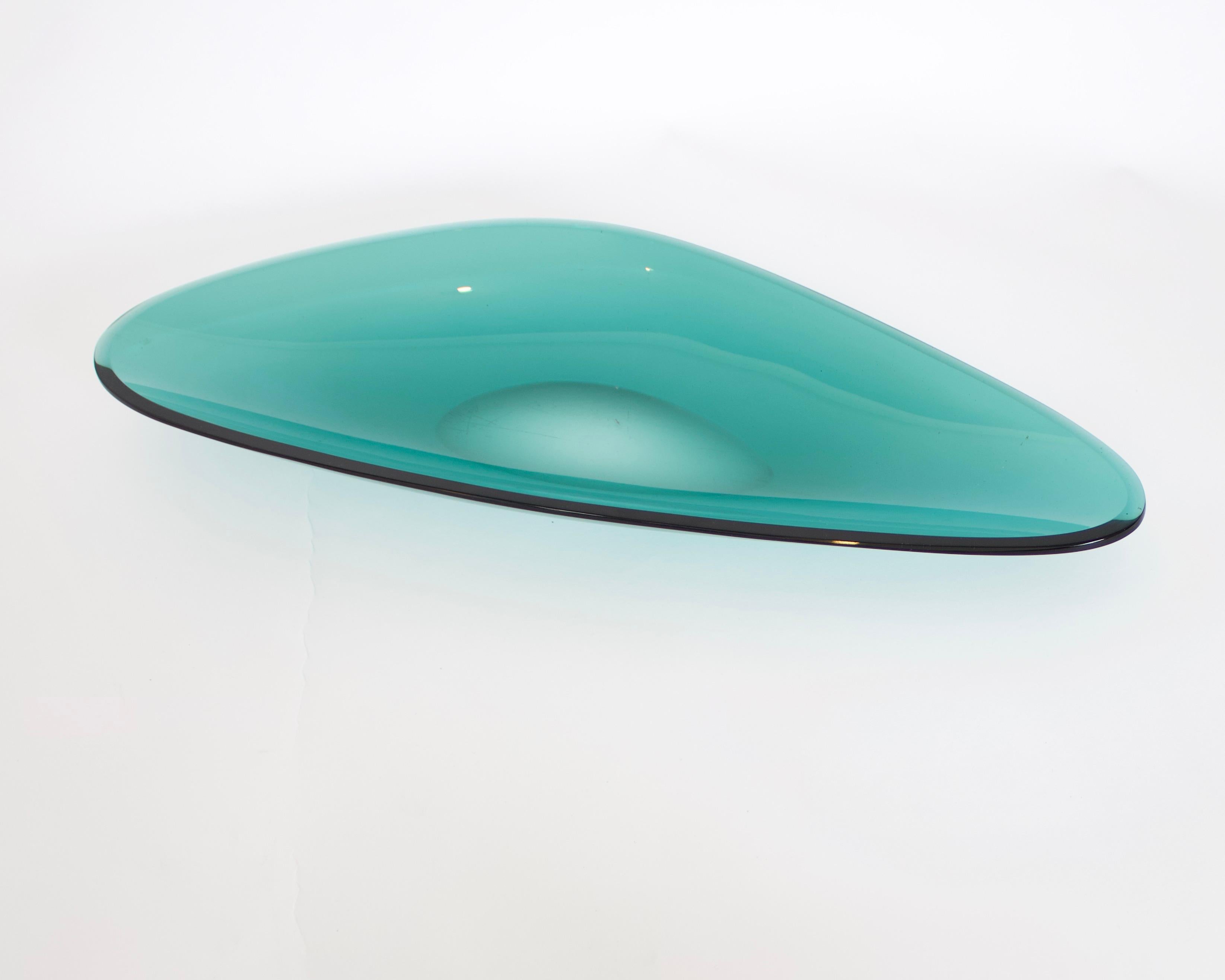 Fontana Arte Italian Oval Elongated Curved Glass Dish Centerpiece  6