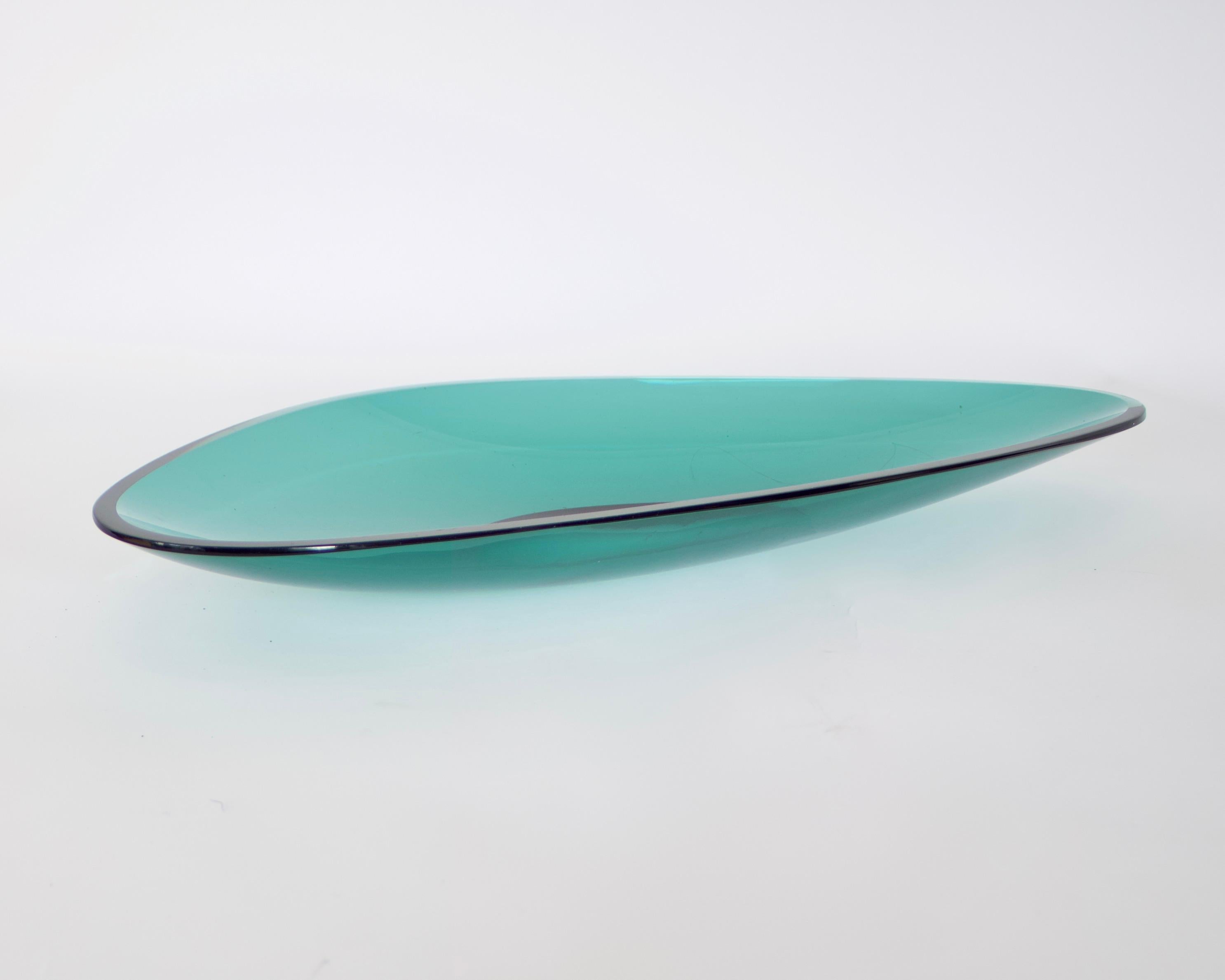 Fontana Arte Italian Oval Elongated Curved Glass Dish Centerpiece  1