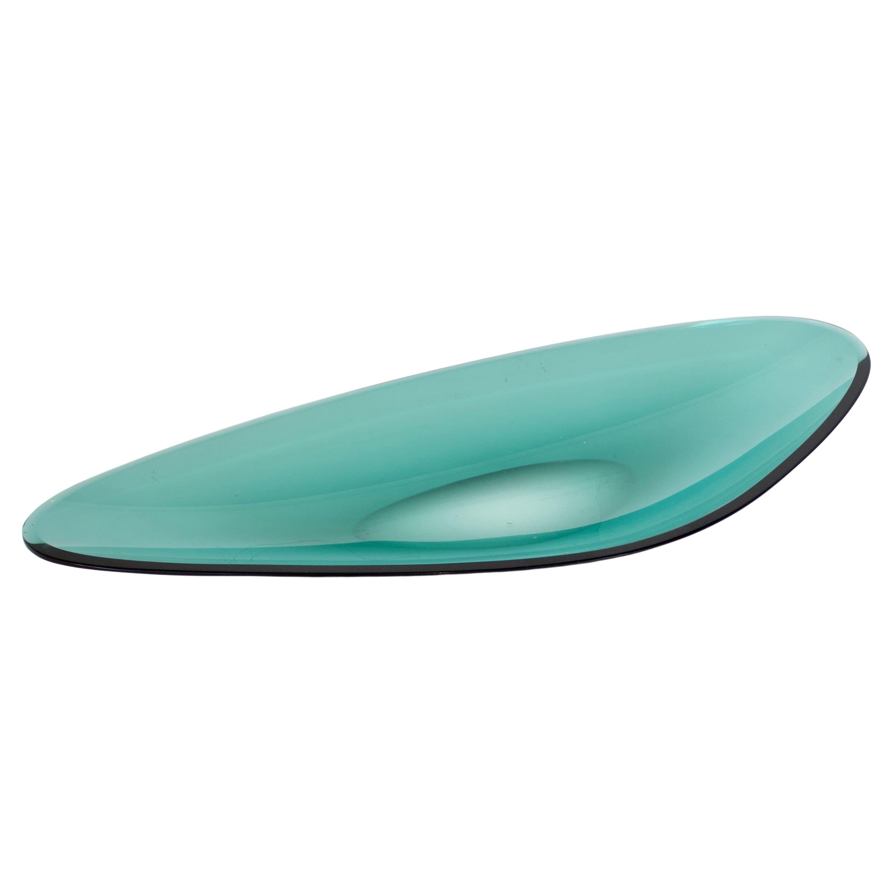 Fontana Arte Italian Oval Elongated Curved Glass Dish Centerpiece 