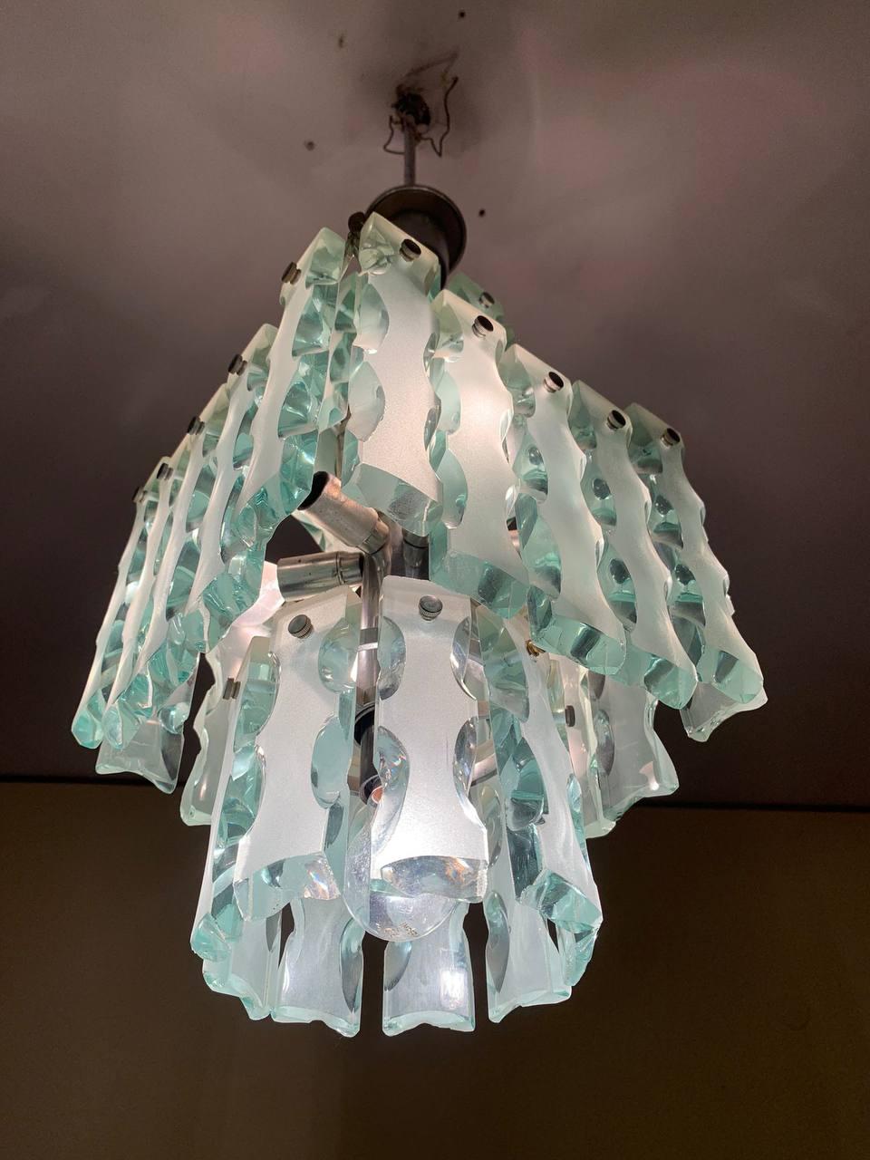 Verre d'art Lustre Fontana arte Zero Quattro Milan 1960. en vente
