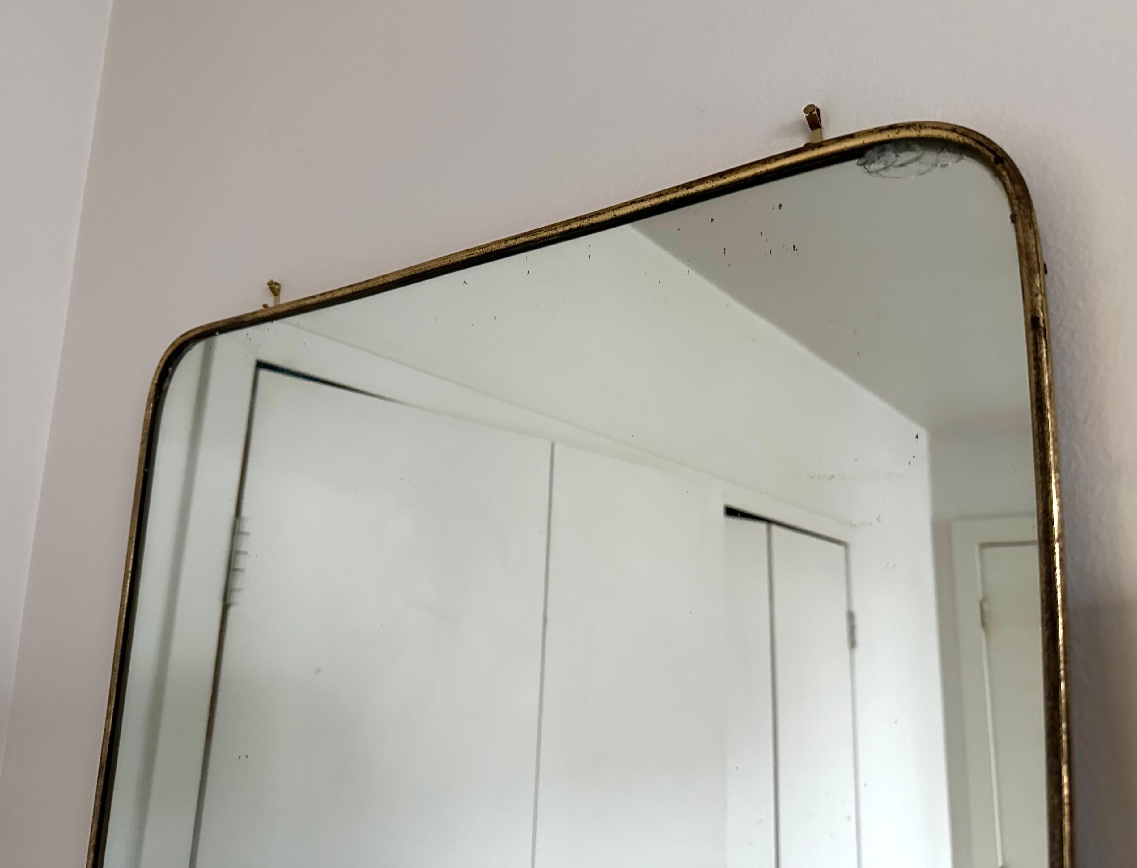 Fontana Arte, Large Brass Framed Mirror For Sale 4