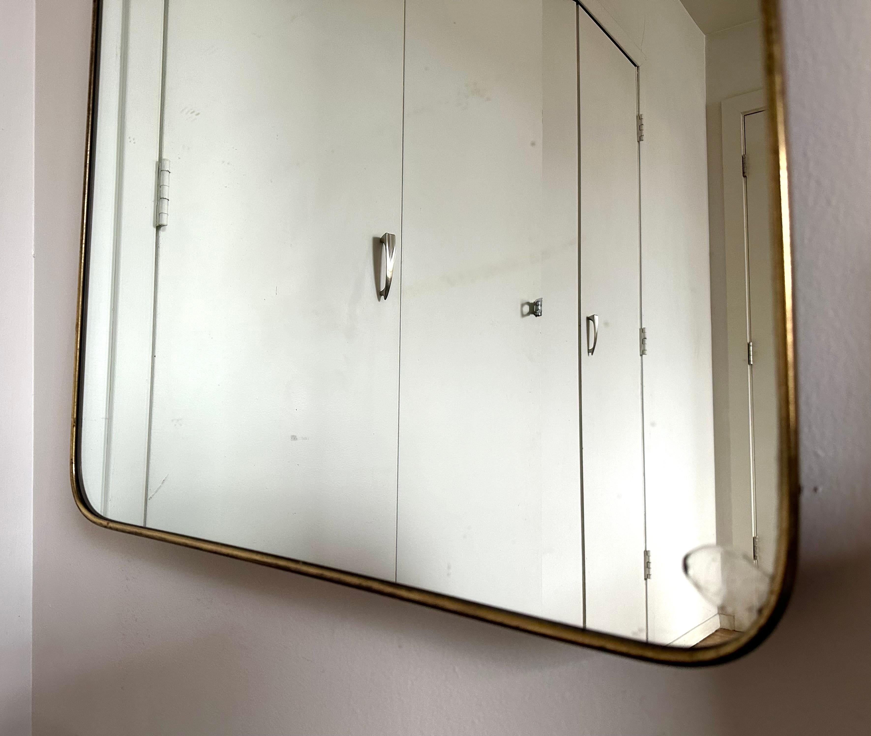 Fontana Arte, Large Brass Framed Mirror For Sale 5