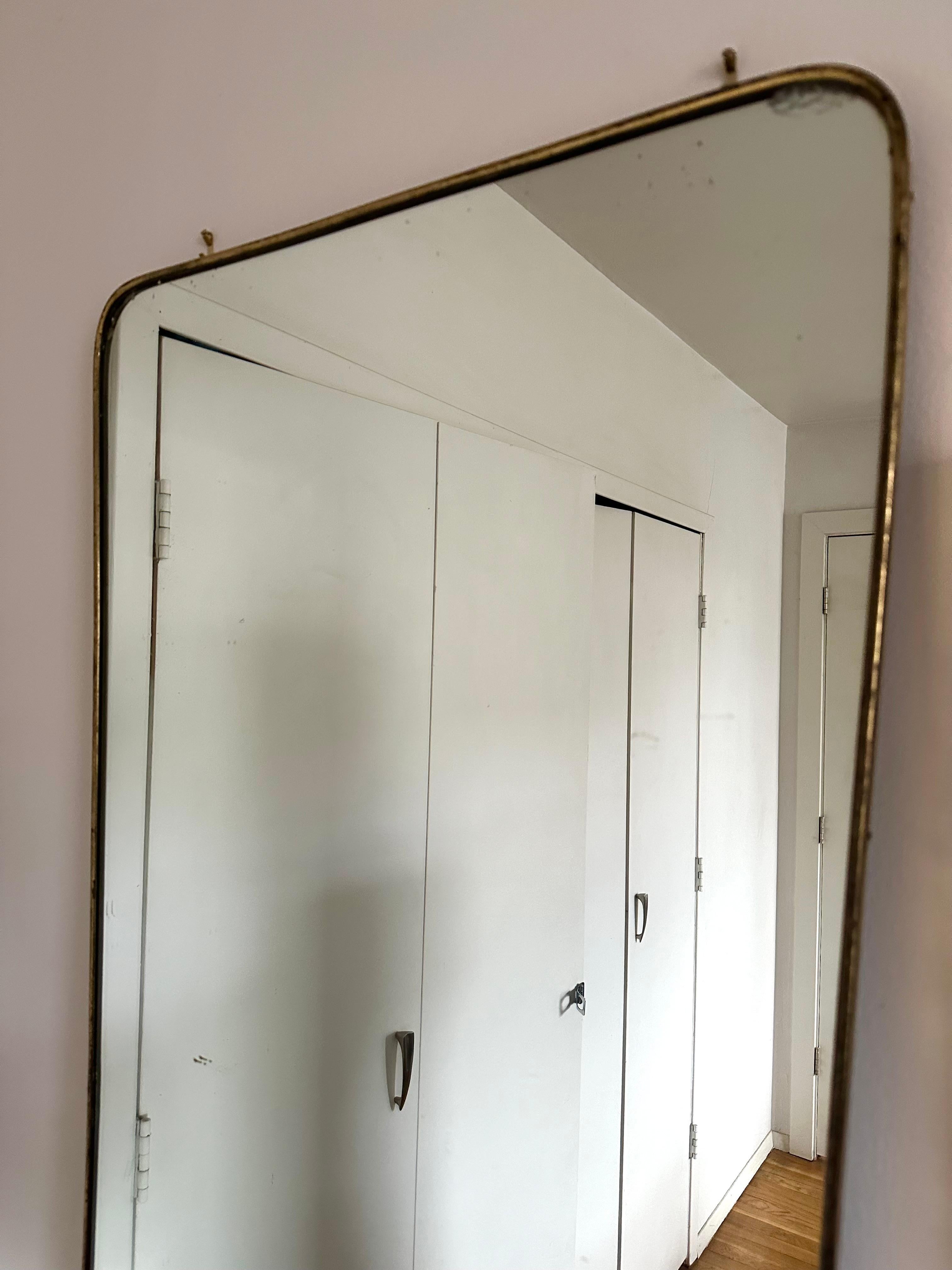Mid-20th Century Fontana Arte, Large Brass Framed Mirror For Sale