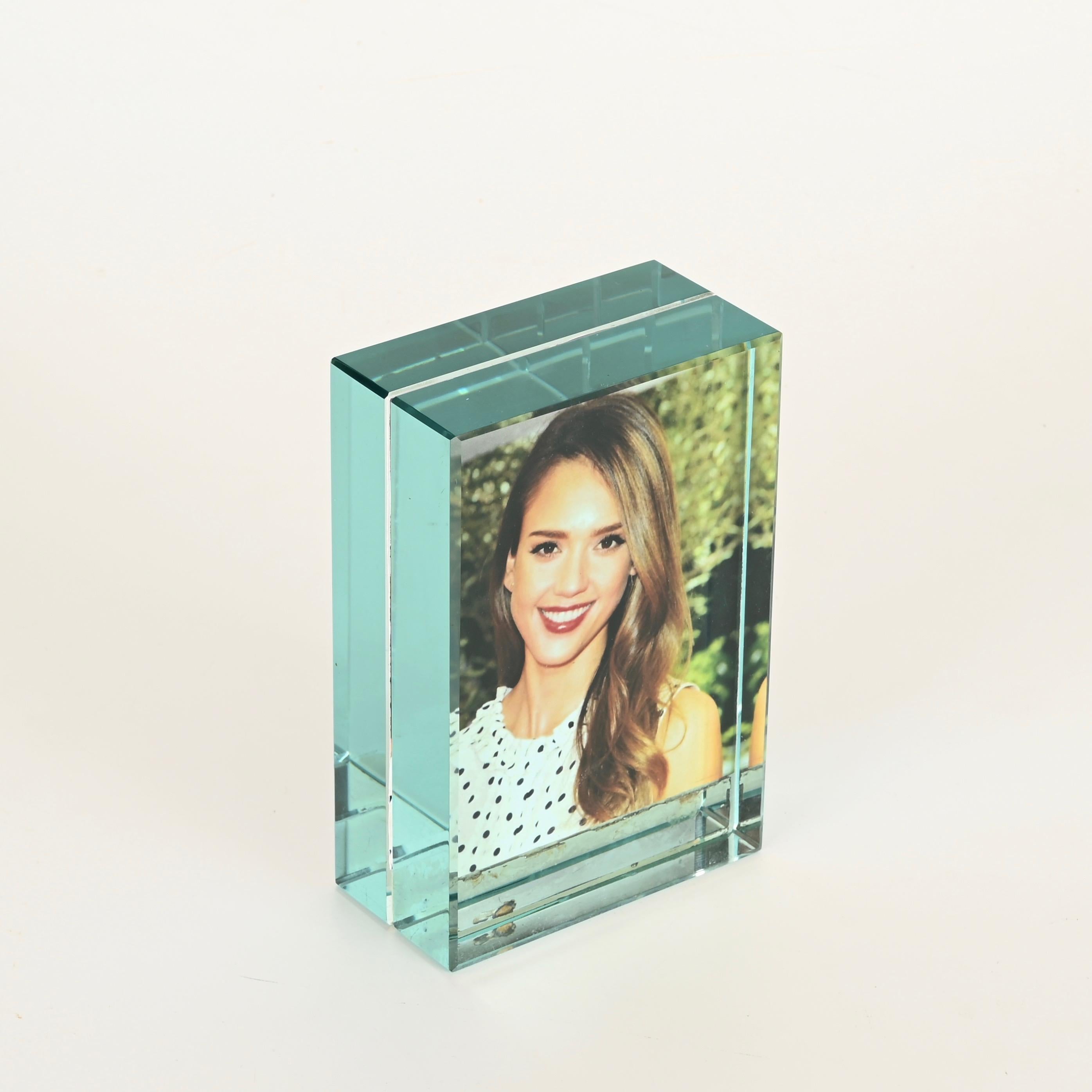 Fontana Arte Large Double-Sided Nile Green Photo Frame with Mirror, Italy, 1950s For Sale 3