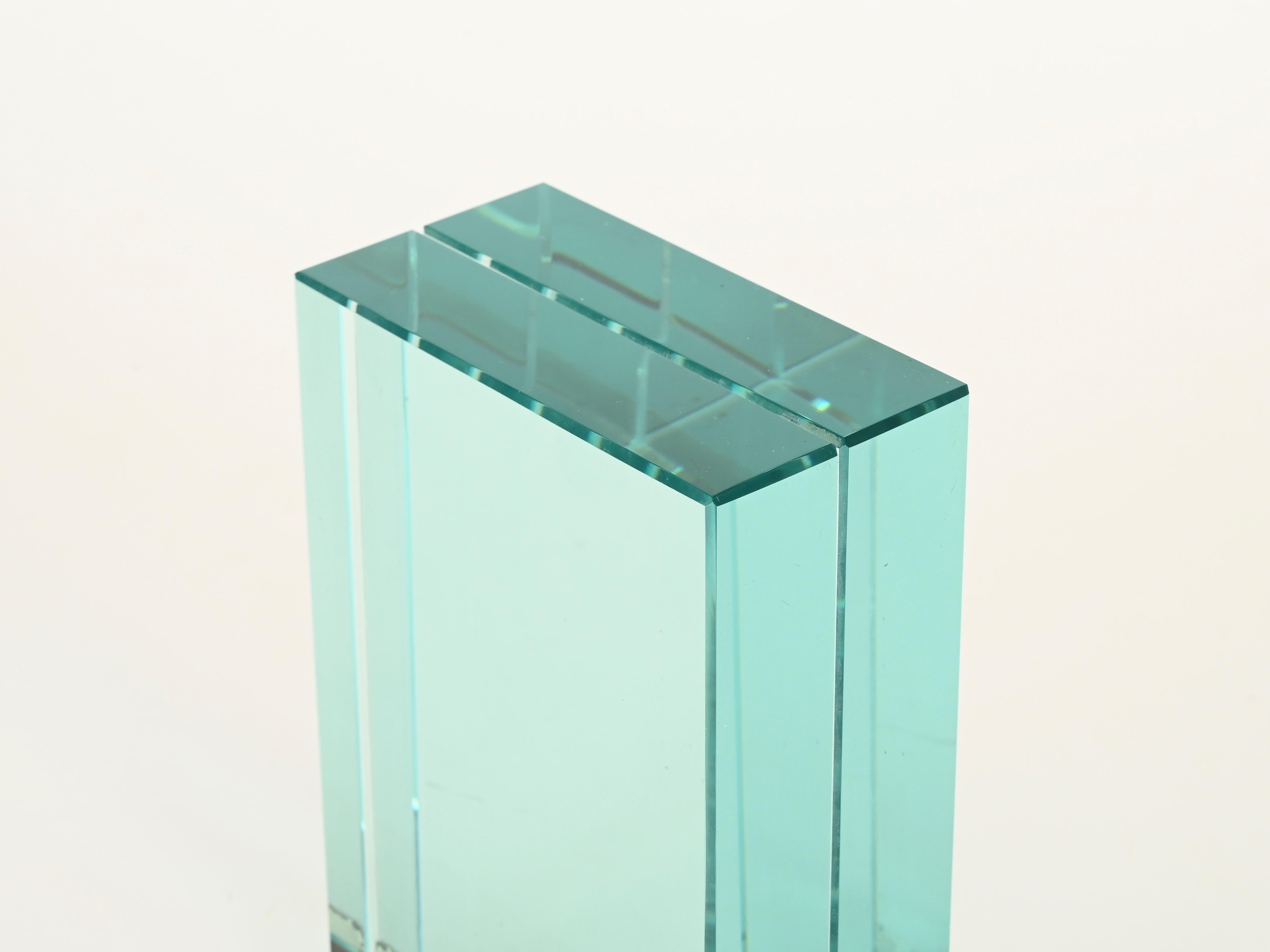 Mid-20th Century Fontana Arte Large Double-Sided Nile Green Photo Frame with Mirror, Italy, 1950s For Sale