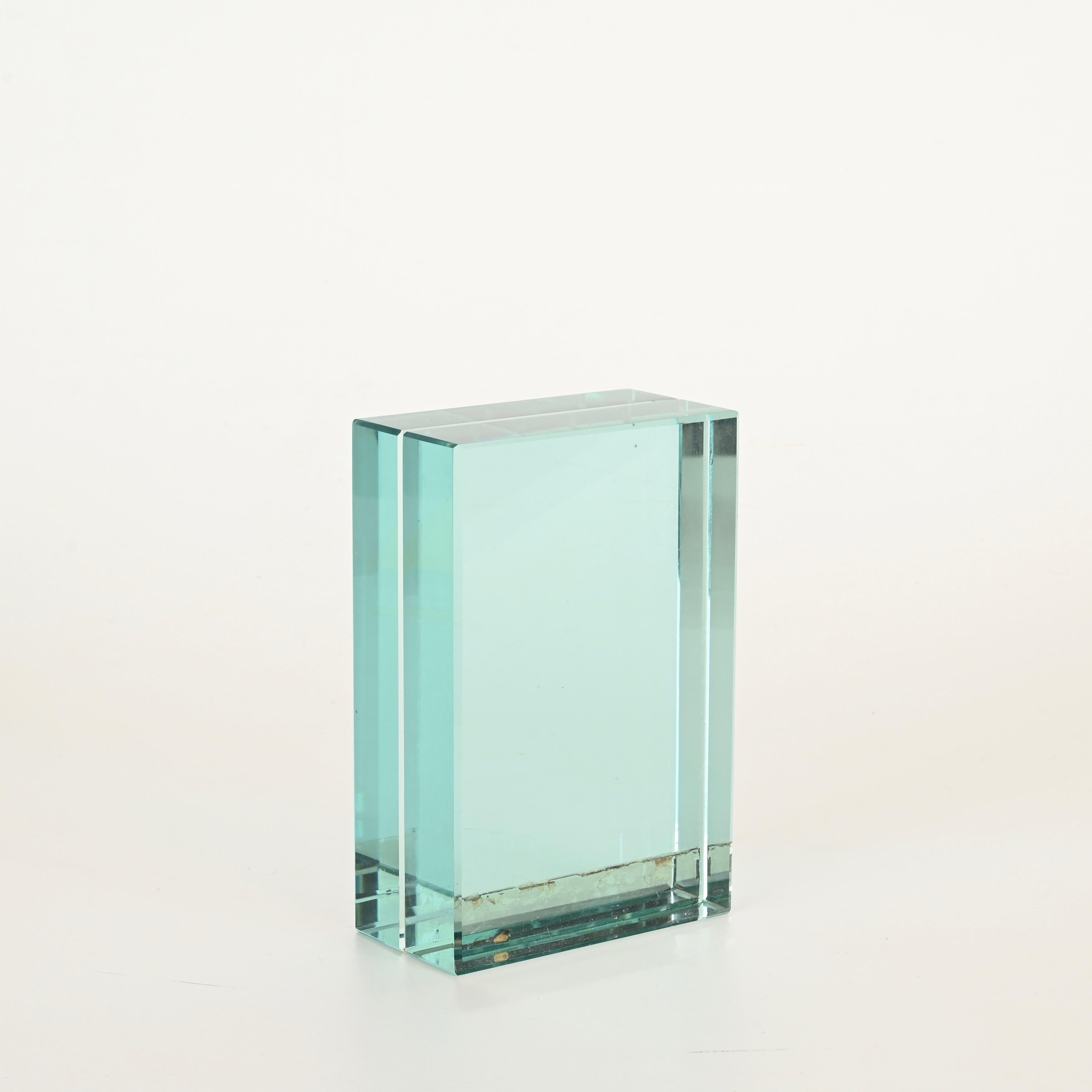 Glass Fontana Arte Large Double-Sided Nile Green Photo Frame with Mirror, Italy, 1950s For Sale