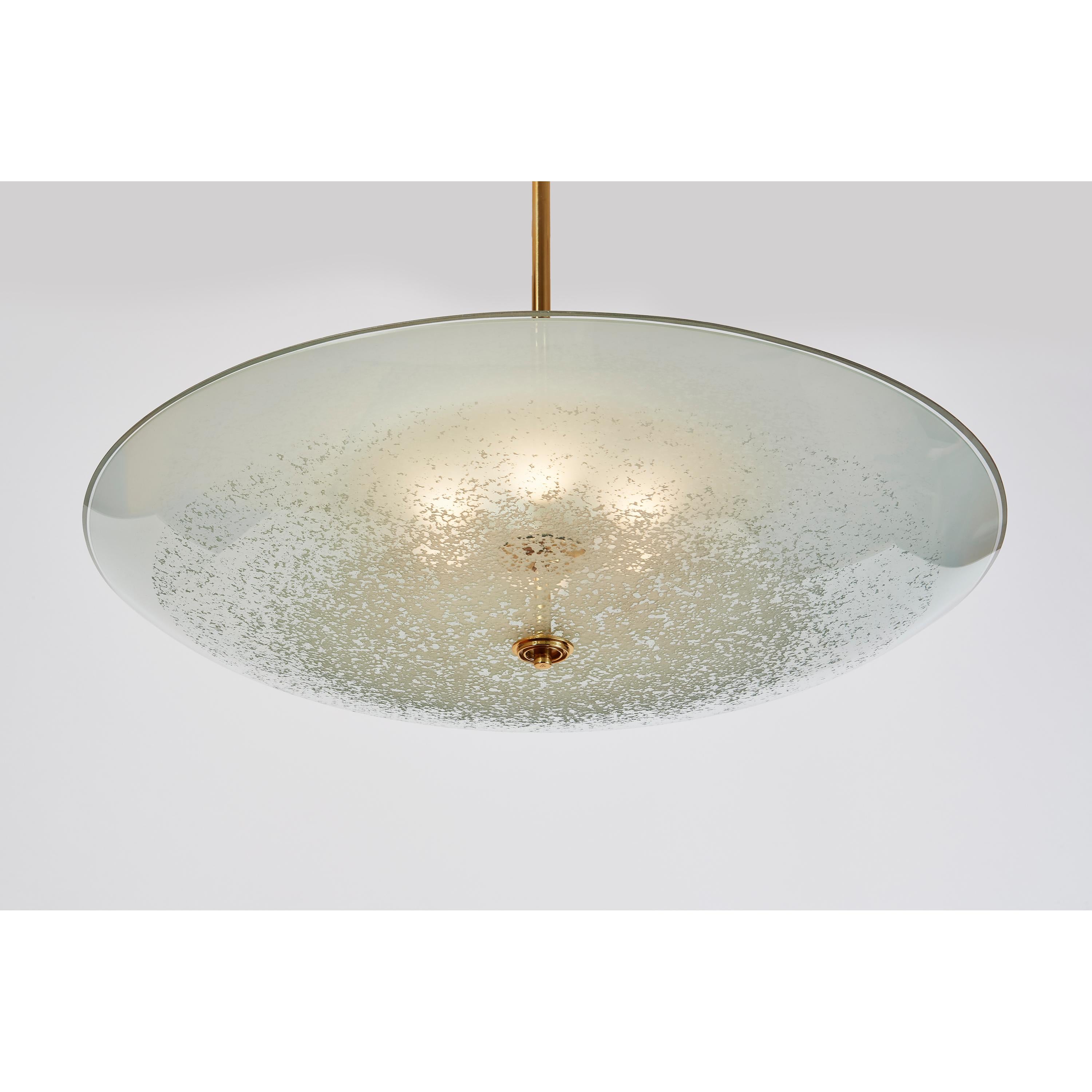 Fontana Arte Large Glass Flush Mount or Pendant Chandelier, Italy ca. 1950 In Good Condition In New York, NY
