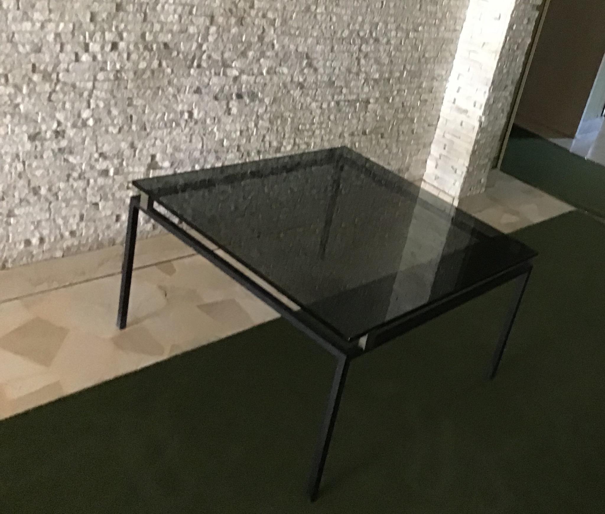 Other Fontana Arte Living Room Table Iron Brass Grav Crystal Model 2002A, 1960