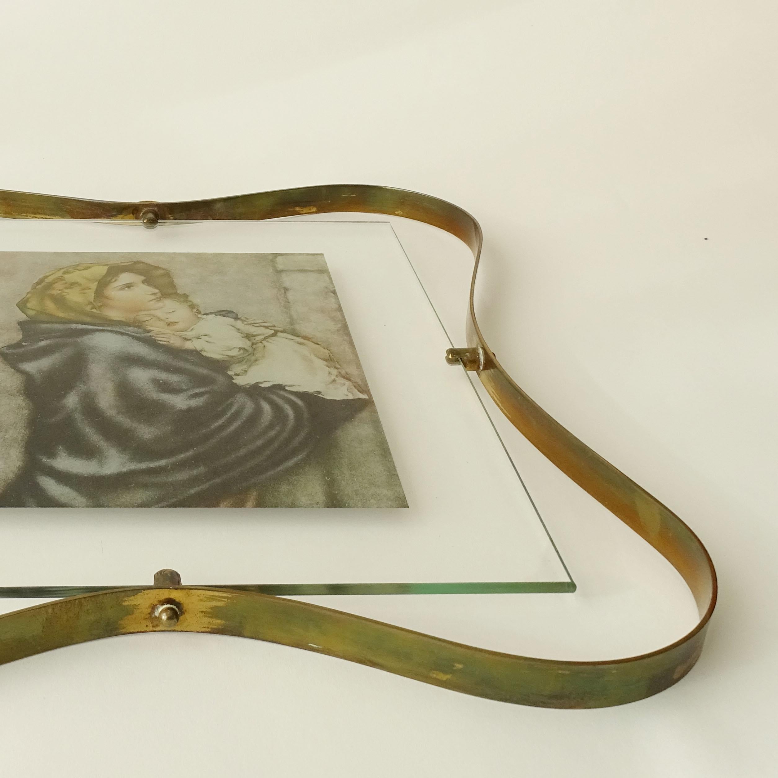 Mid-20th Century Fontana Arte Madonna and Child Brass Frame, Italy 1950s For Sale