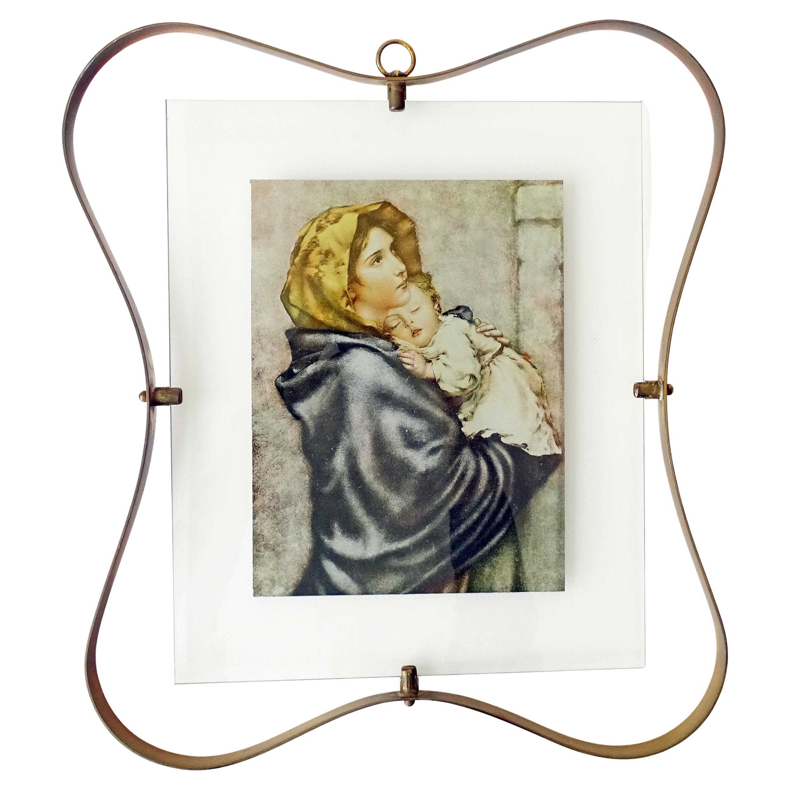Fontana Arte Madonna and Child Brass Frame, Italy 1950s For Sale
