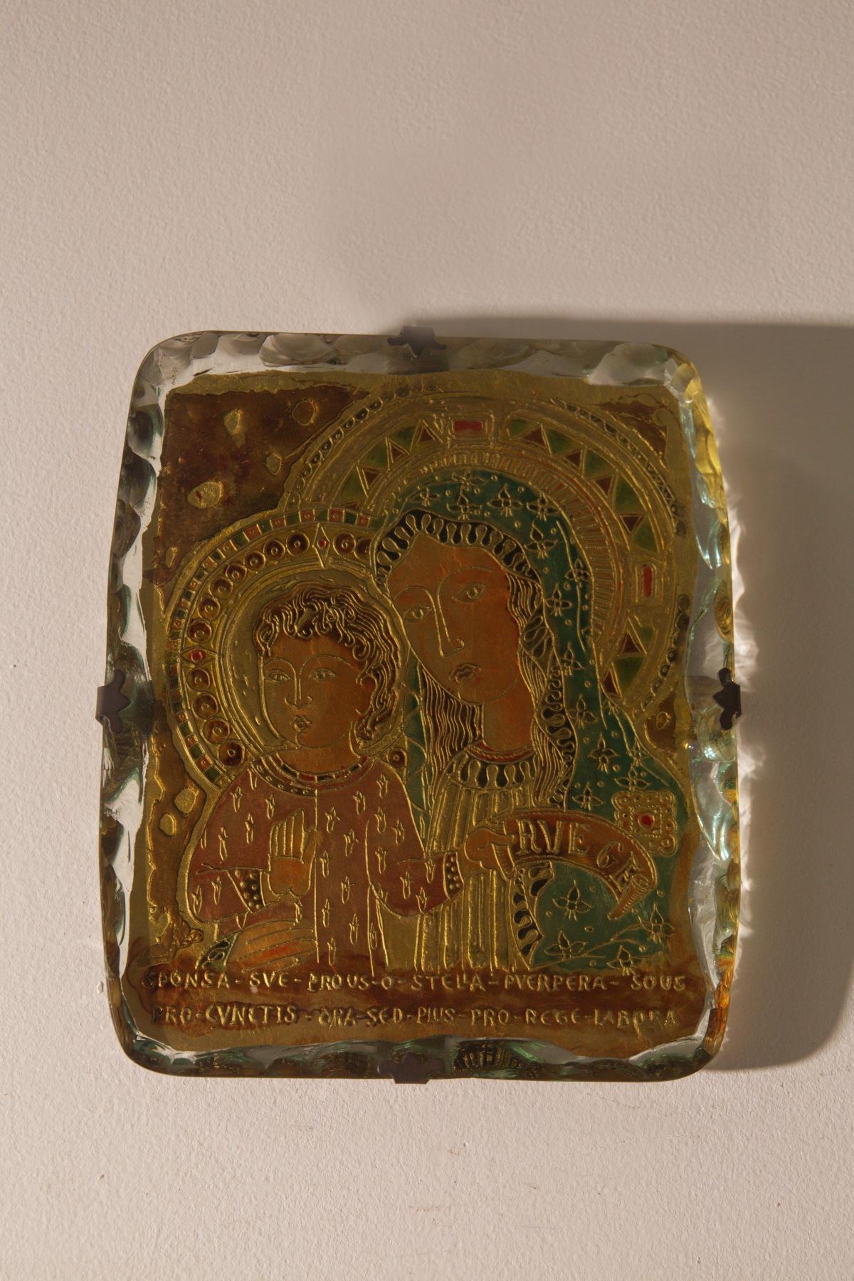 Fontana Arte Madonna mit Kind Wandtafel aus Kunstglas im Angebot 3