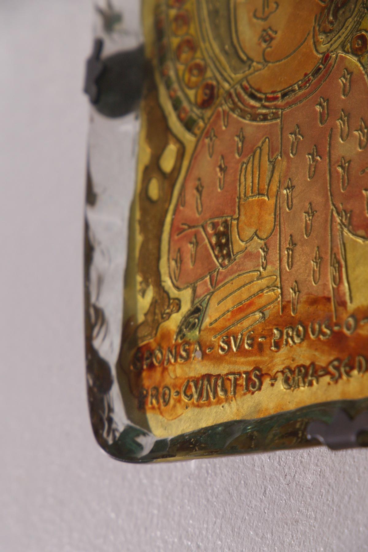 Fontana Arte Madonna mit Kind Wandtafel aus Kunstglas (Italian) im Angebot