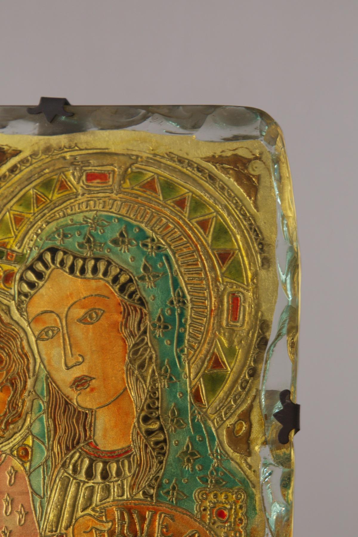 Fontana Arte Madonna mit Kind Wandtafel aus Kunstglas im Zustand „Gut“ im Angebot in Milano, IT