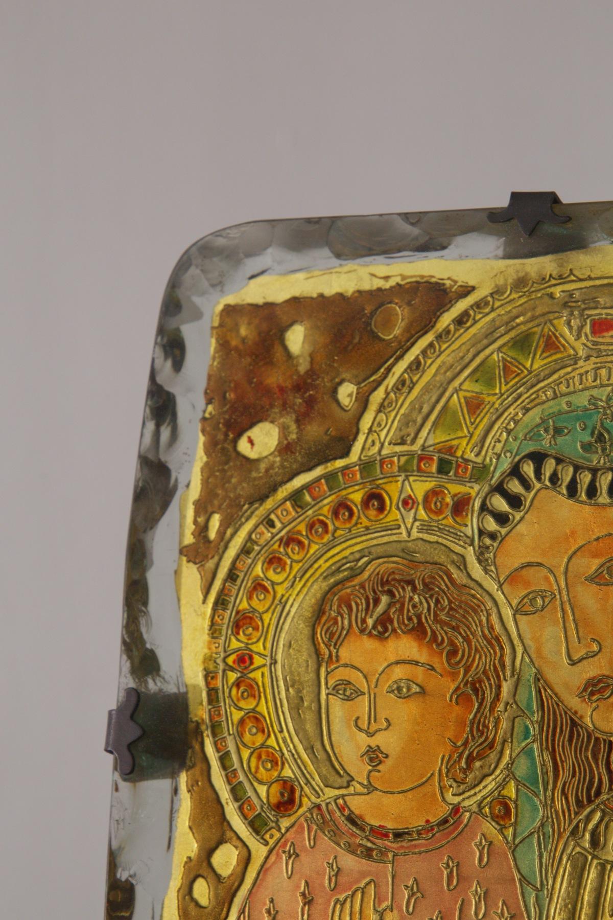 Fontana Arte Madonna mit Kind Wandtafel aus Kunstglas (Mid-20th Century) im Angebot