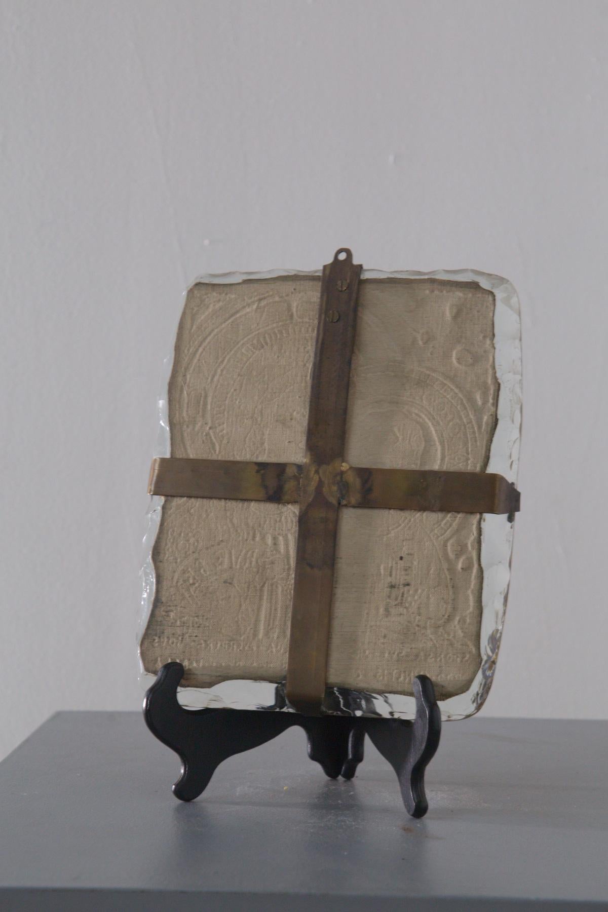 Fontana Arte Madonna mit Kind Wandtafel aus Kunstglas (Messing) im Angebot