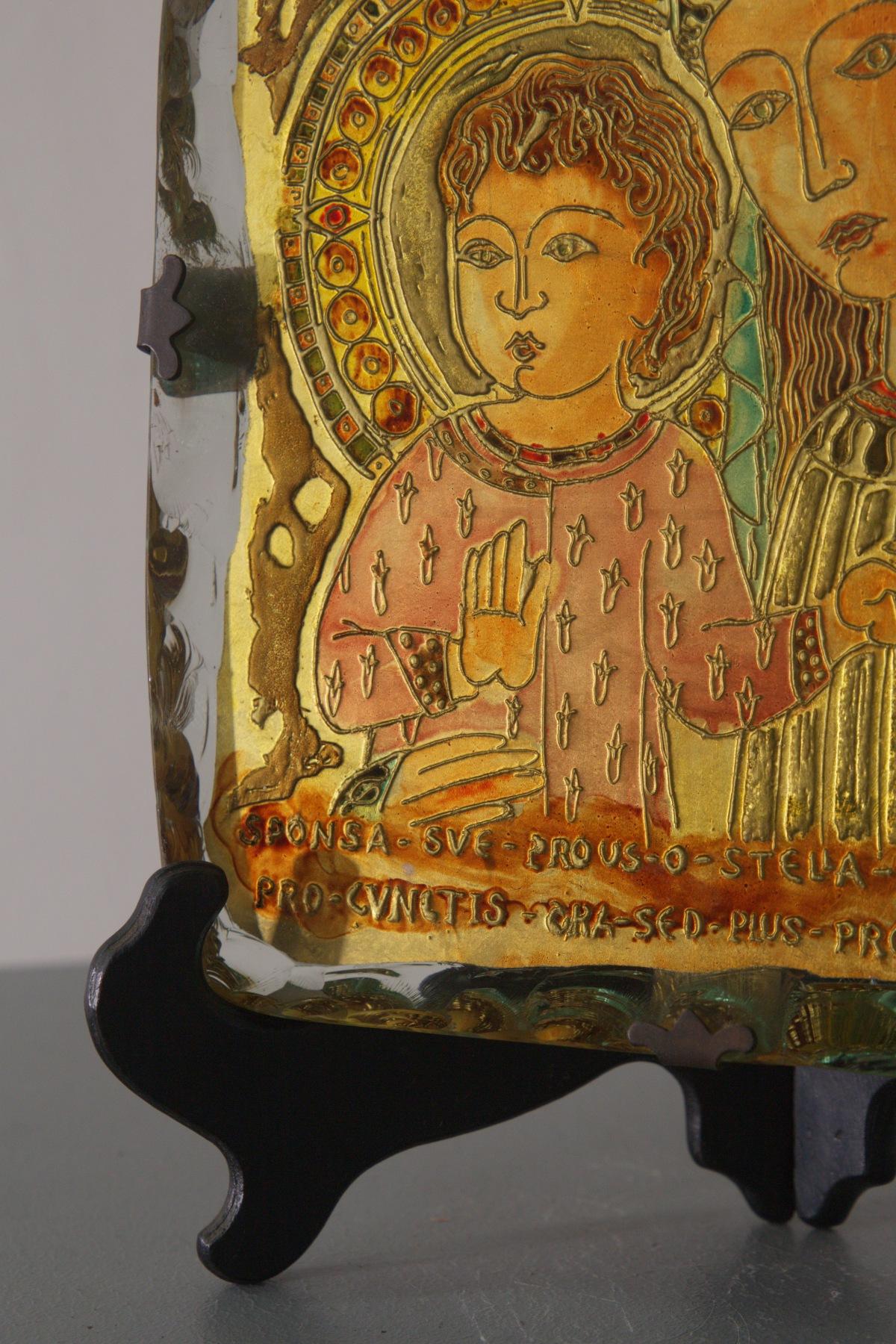 Fontana Arte Madonna mit Kind Wandtafel aus Kunstglas im Angebot 1