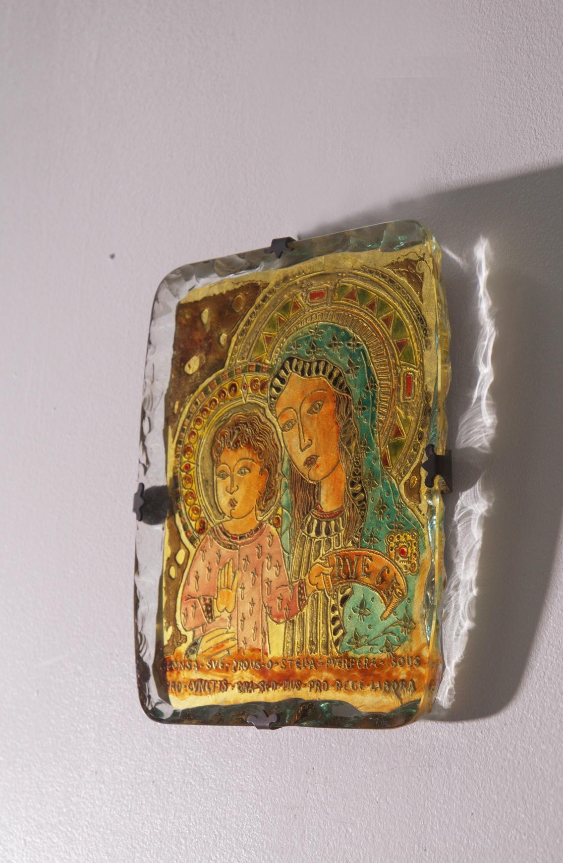 Fontana Arte Madonna mit Kind Wandtafel aus Kunstglas im Angebot 2