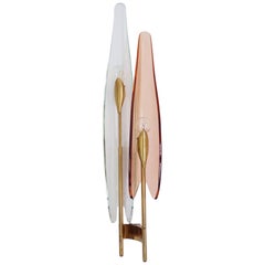 Fontana Arte, Max Ingrand Fabulous Pale Rose Sconce Mod. Dalia, 1950, Italy