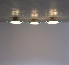 Fontana Arte Max Ingrand Flush Mounts 1 of 3 From Glass Model 1990, Mid Century