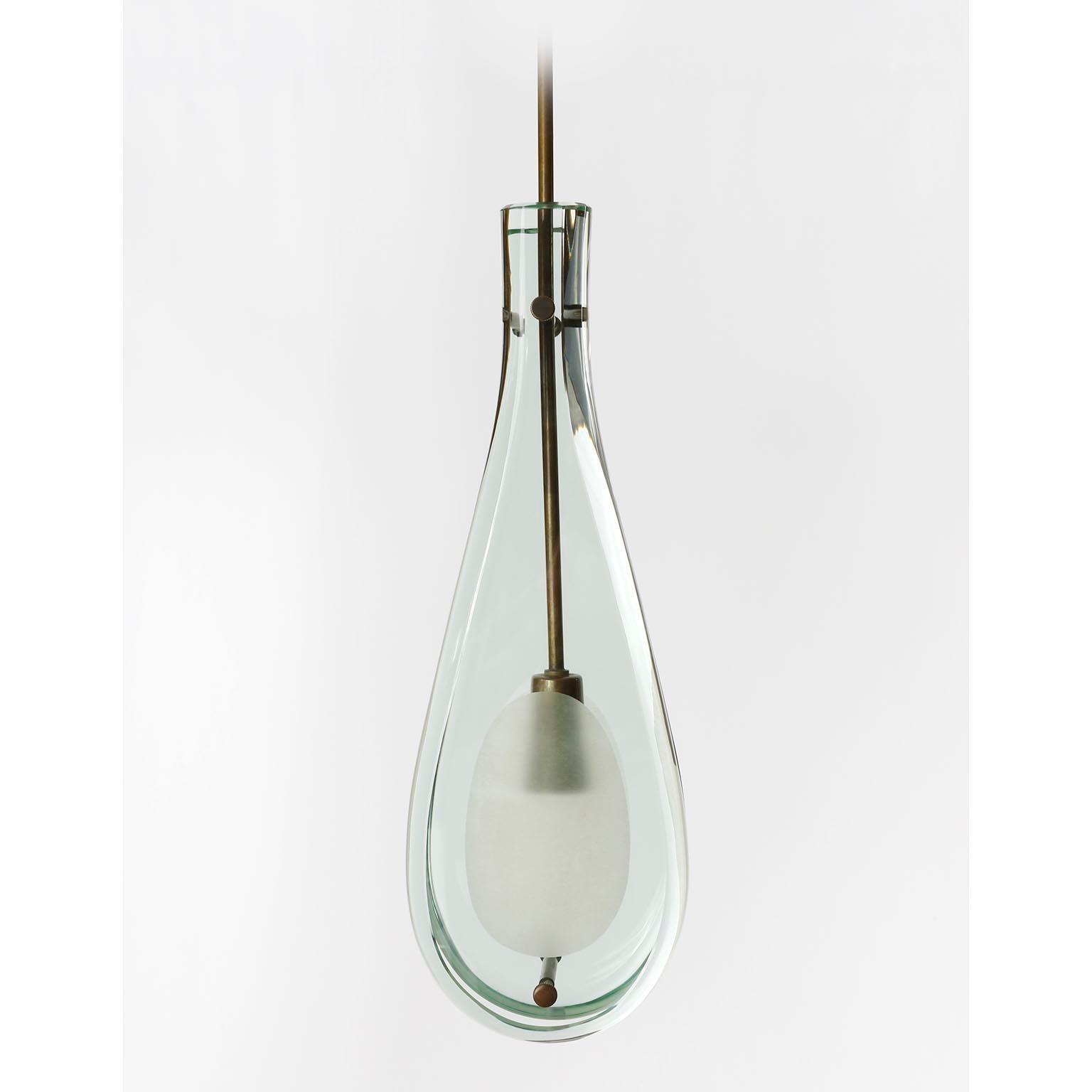 Fontana Arte Max Ingrand lampe pendante 2259, laiton pantiné de verre, Italie, années 1960 en vente 3
