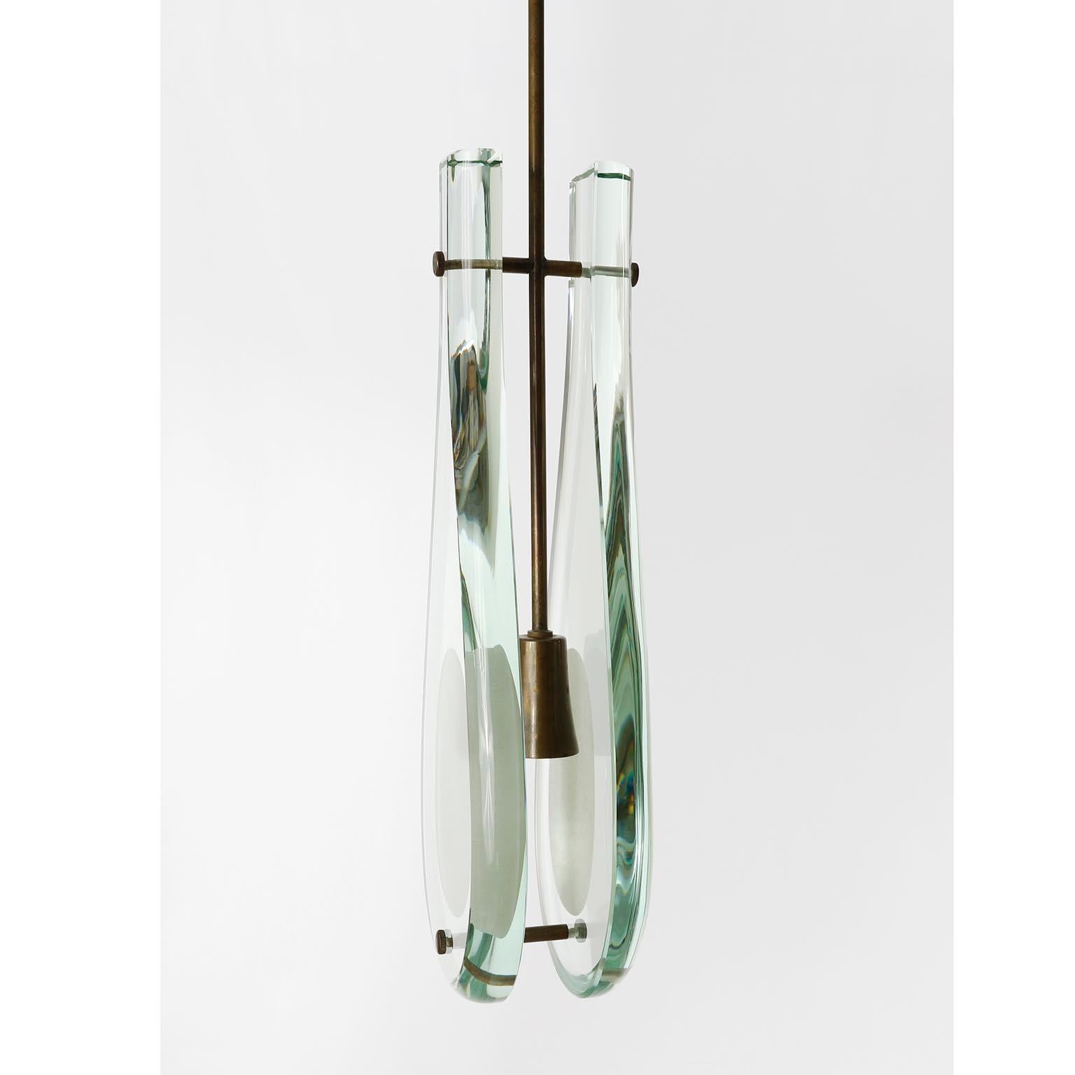 Fontana Arte Max Ingrand lampe pendante 2259, laiton pantiné de verre, Italie, années 1960 en vente 4