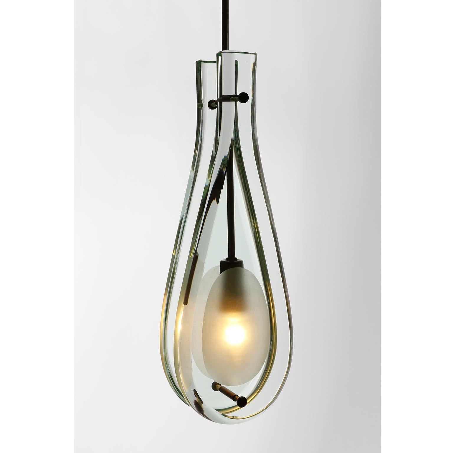 Fontana Arte Max Ingrand lampe pendante 2259, laiton pantiné de verre, Italie, années 1960 en vente 8