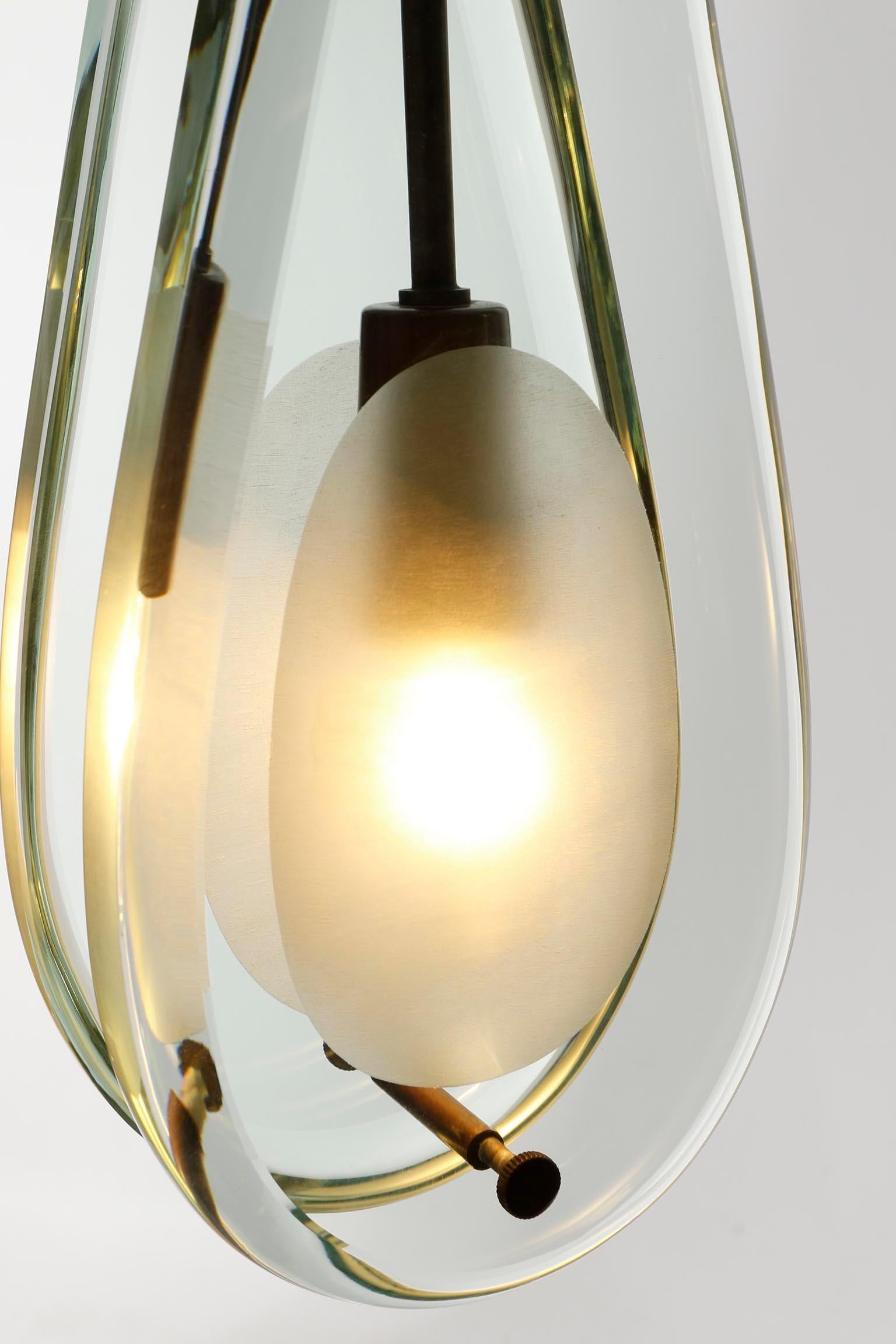 Fontana Arte Max Ingrand lampe pendante 2259, laiton pantiné de verre, Italie, années 1960 en vente 9