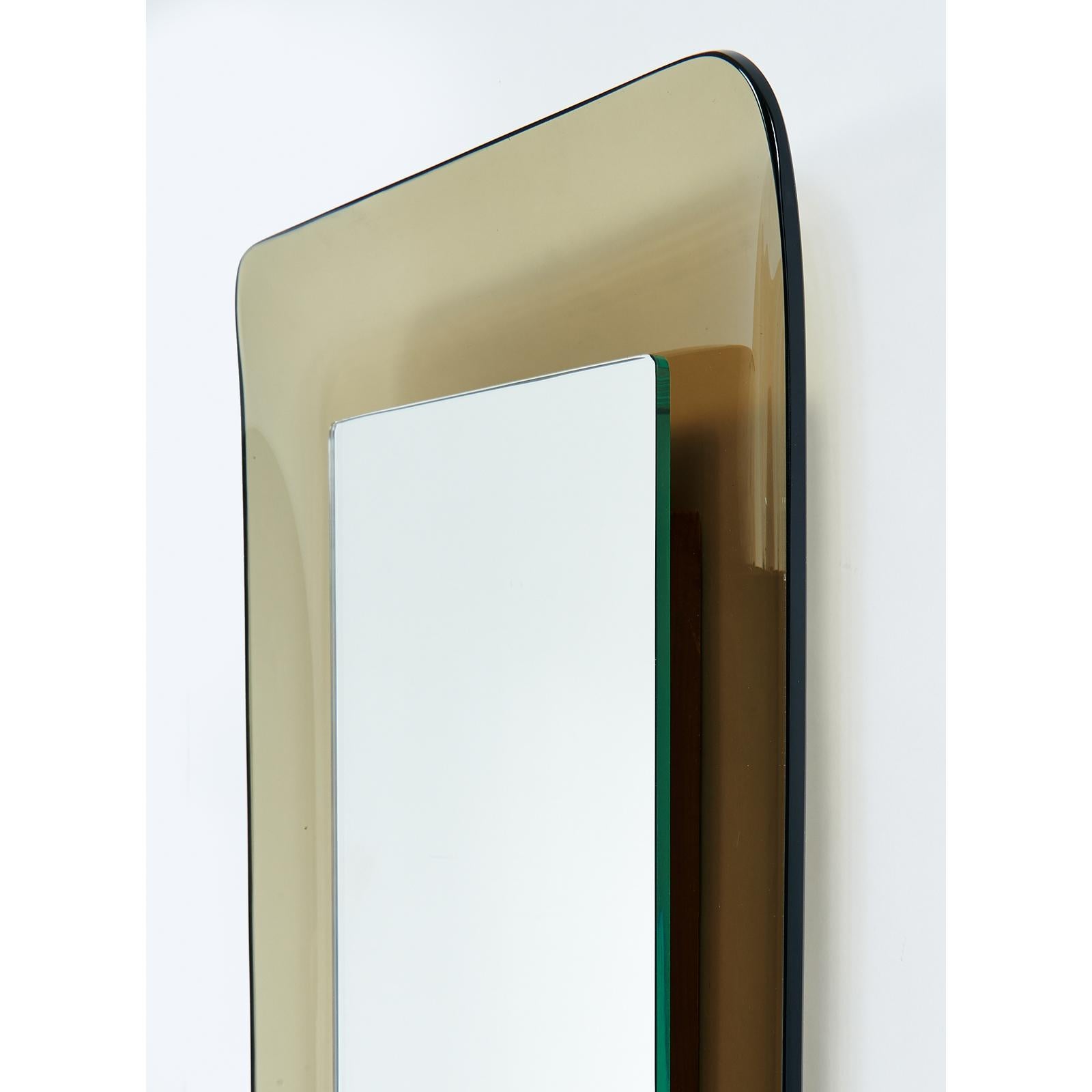 Mid-Century Modern Fontana Arte, Max Ingrand Slender Smoked Glass Mirror