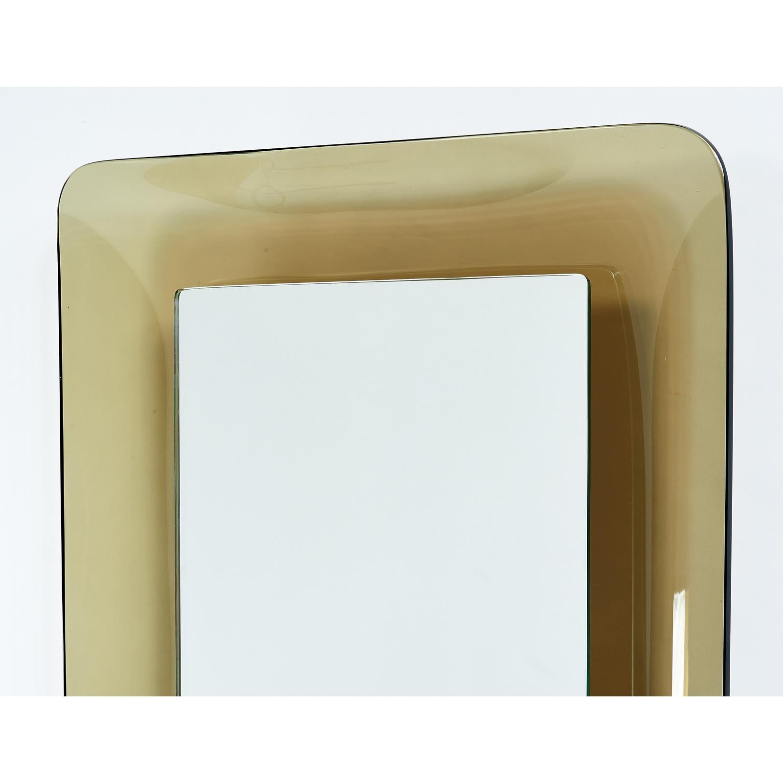 Fontana Arte, Max Ingrand Slender Smoked Glass Mirror In Good Condition In New York, NY