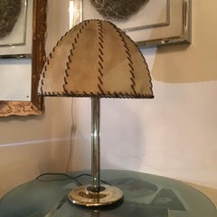 Fontana Arte Max Ingrand Table Lamp Brass Glass Wood lampshade 1940 Italy