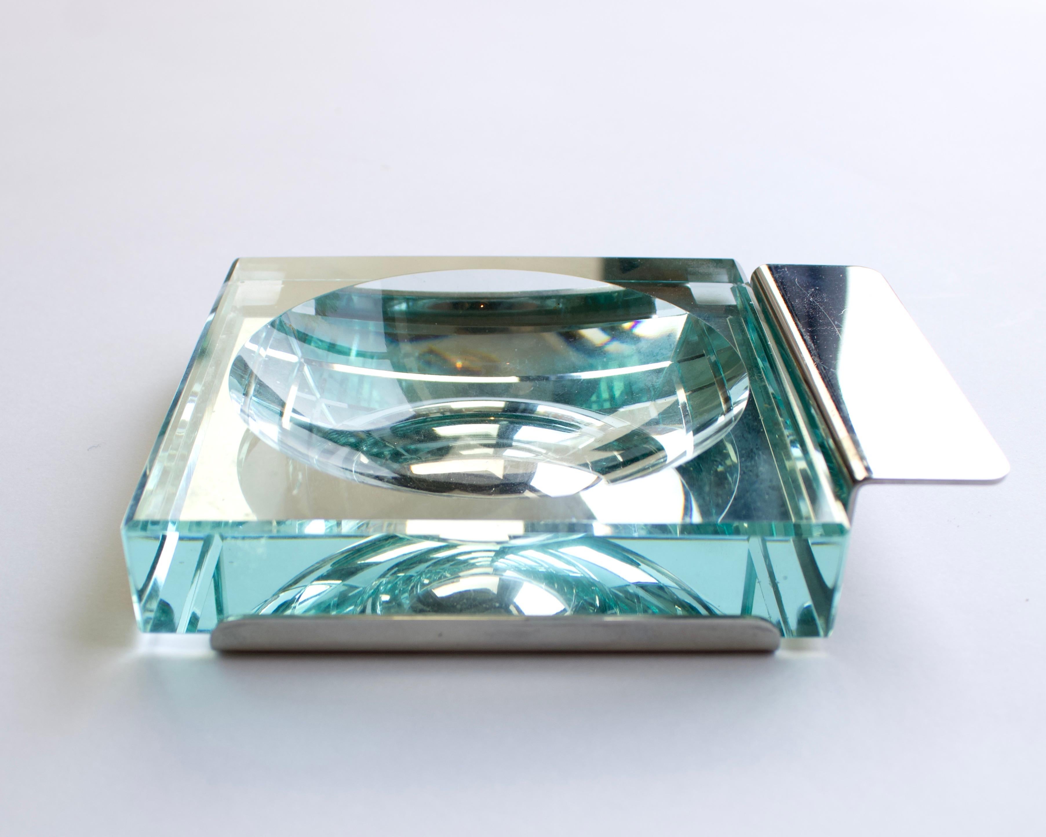 Taschen-Ablageschale aus Kristallglas von Mazza Krupp, Gramigna, von Fontana Arte (Moderne der Mitte des Jahrhunderts) im Angebot