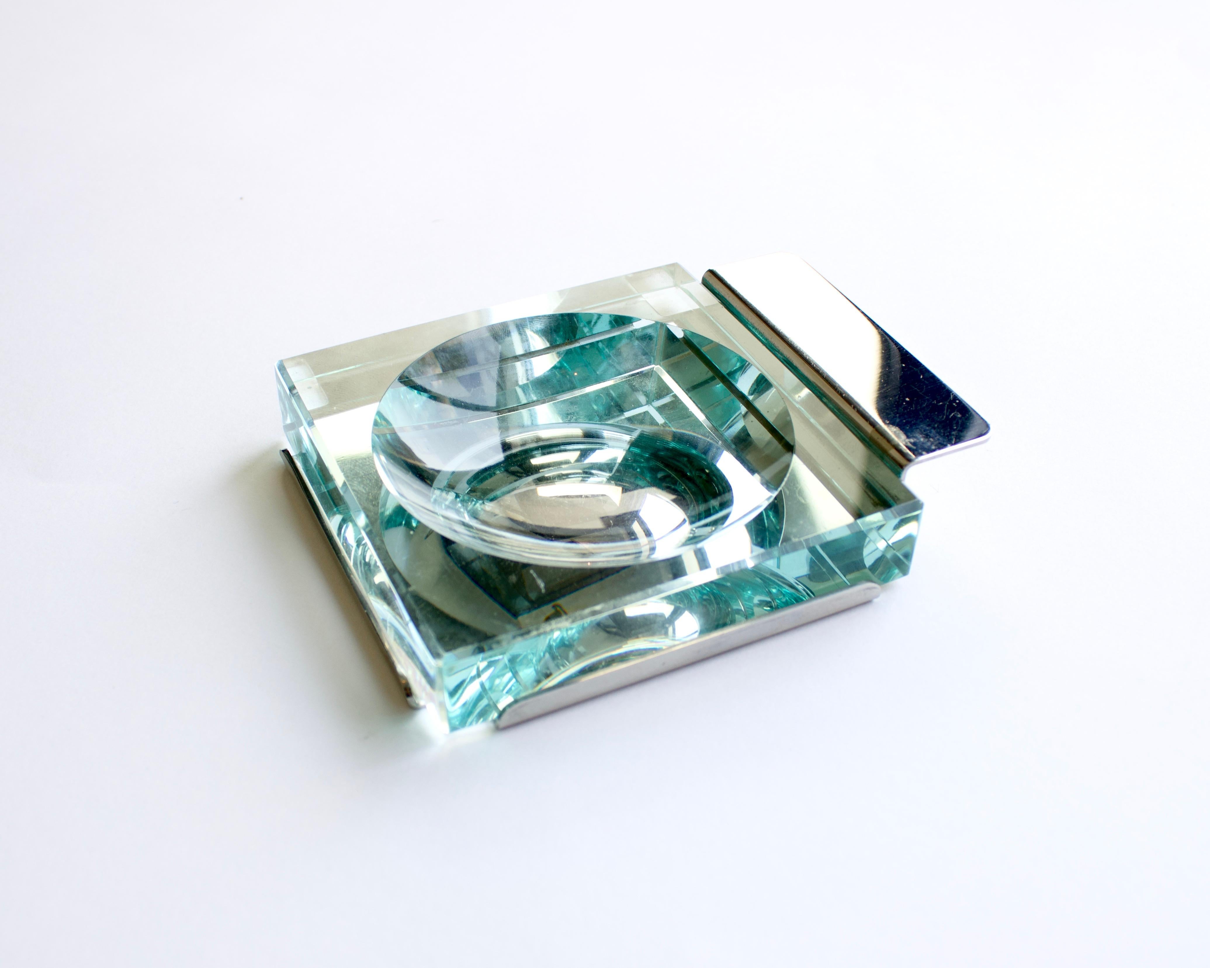 Vide-poche de poche en verre et cristal Fontana Arte Mazza Krupp Gramigna Bon état - En vente à Chicago, IL