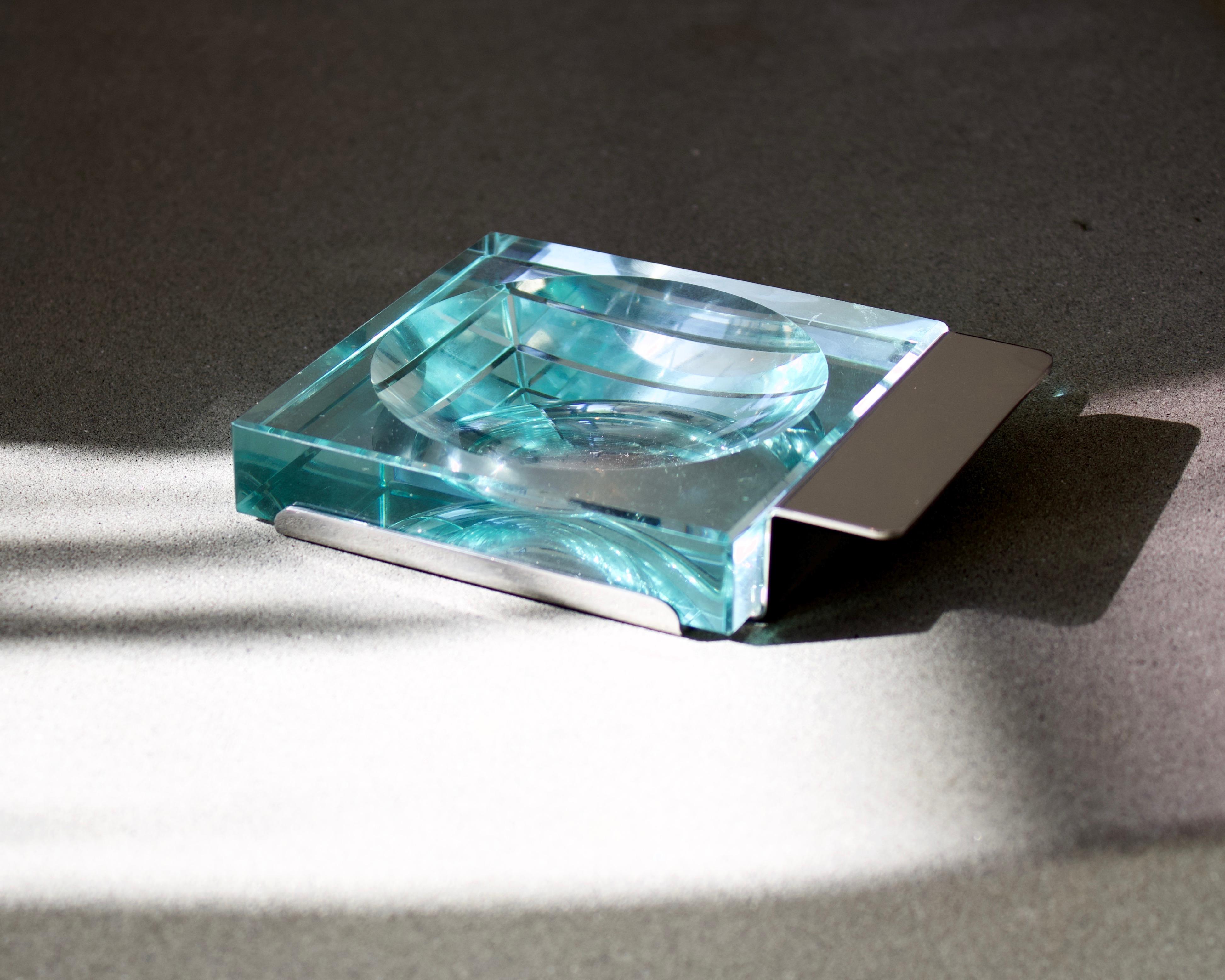 Late 20th Century Fontana Arte Mazza Krupp Gramigna Crystal Glass Pocket Vide Poche For Sale