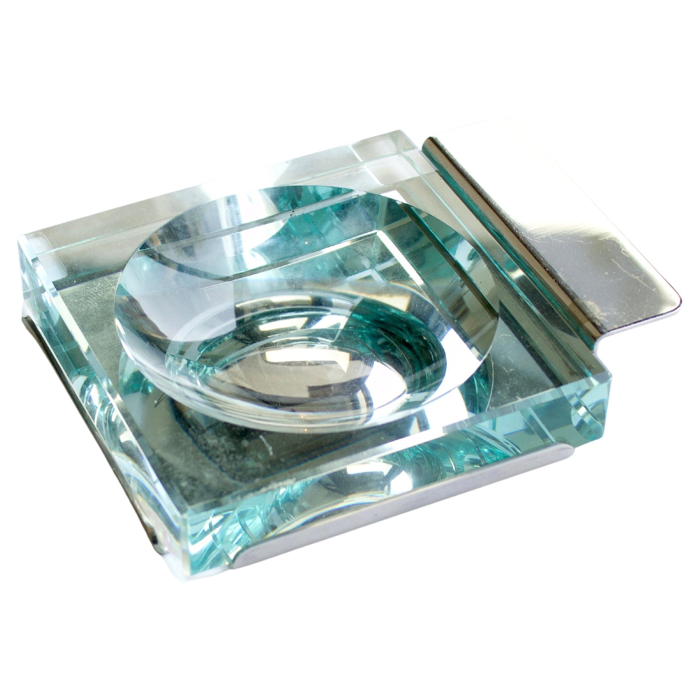 Vide-poche de poche en verre et cristal Fontana Arte Mazza Krupp Gramigna en vente